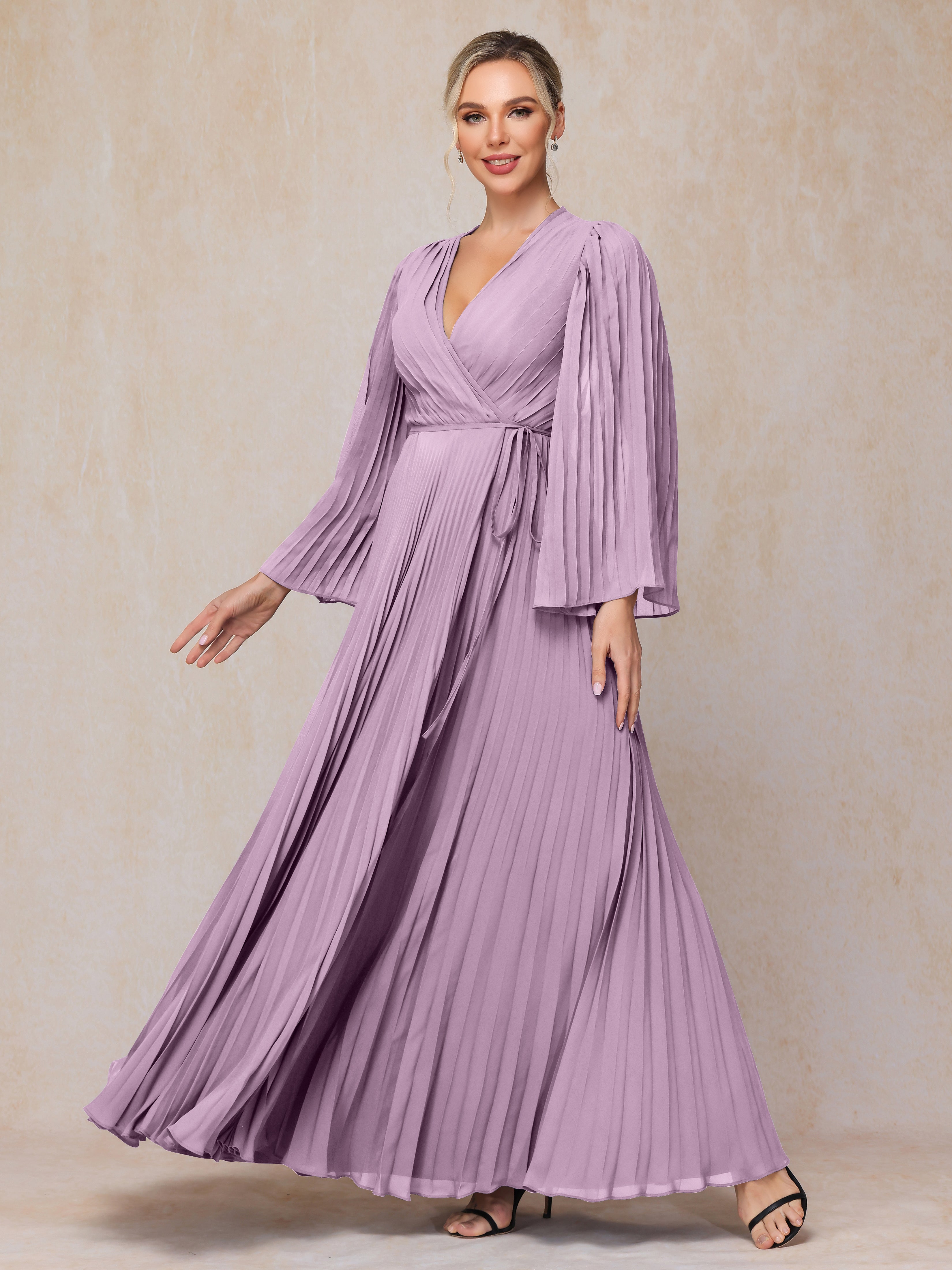 Long Sleeves Floor Length Chiffon Mother Of The Bride Dress