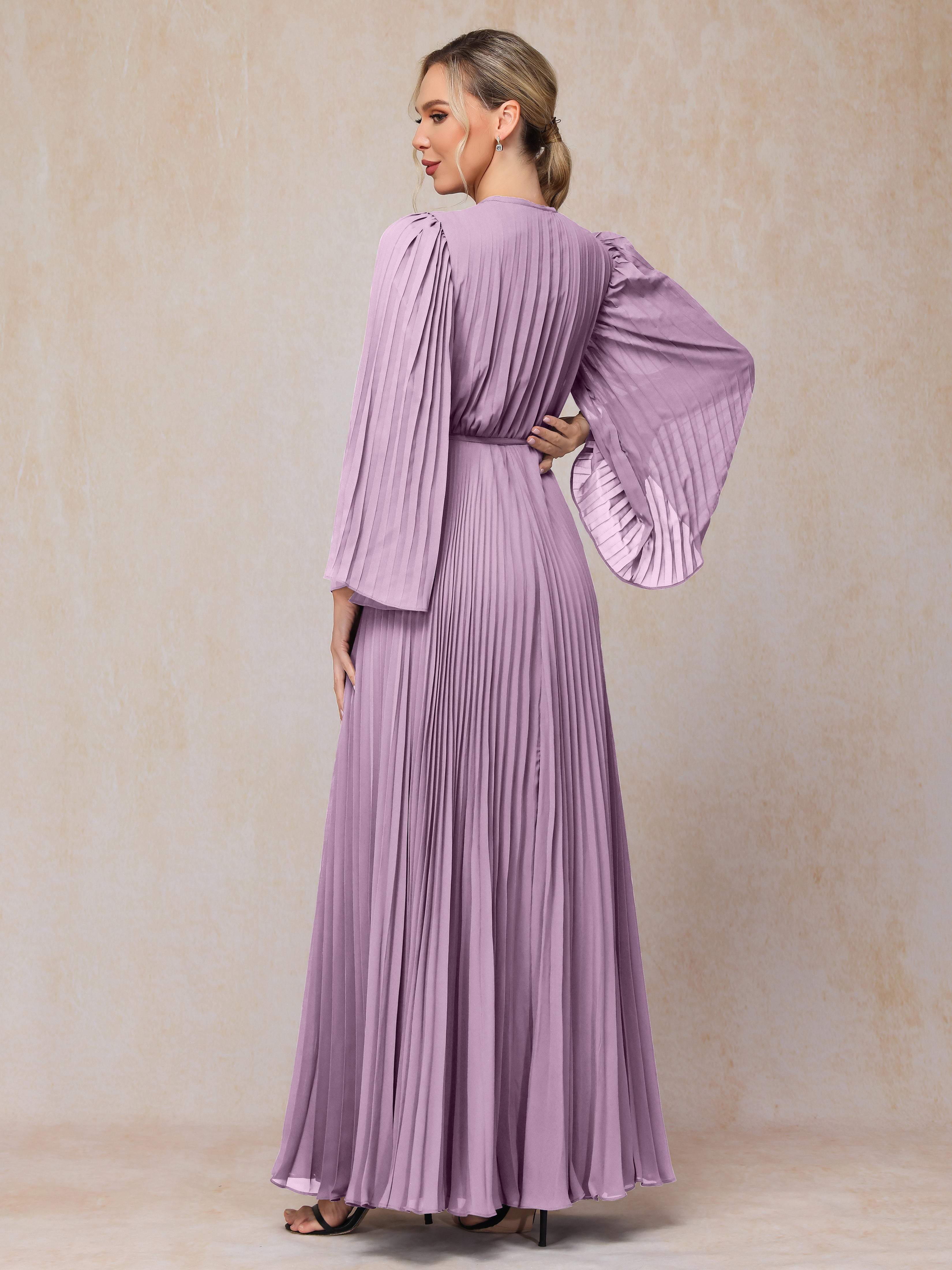 Long Sleeves Floor Length Chiffon Mother Of The Bride Dress