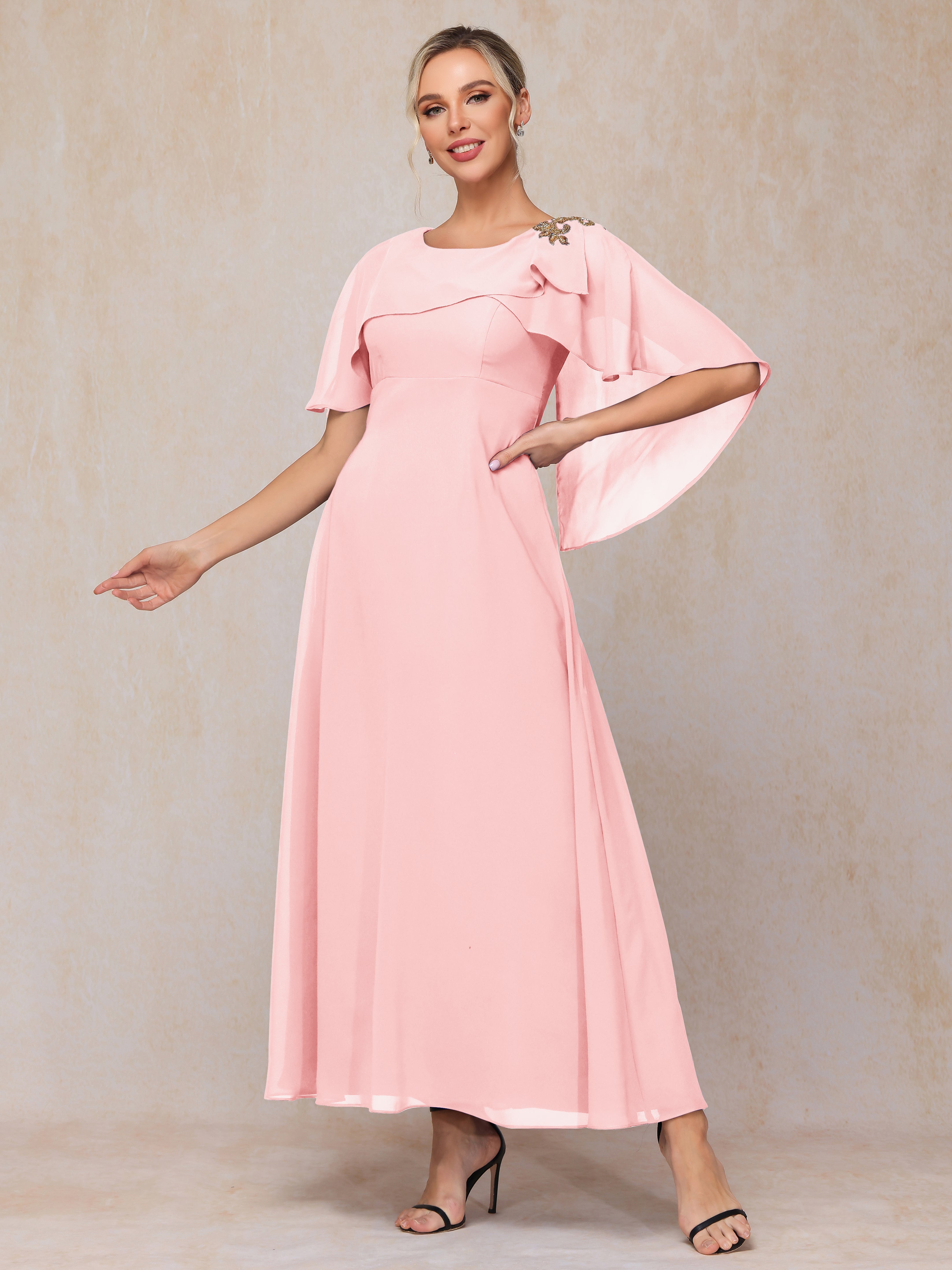 Short Sleeves Ankle Length Chiffon Mother Of The  Groom Dress