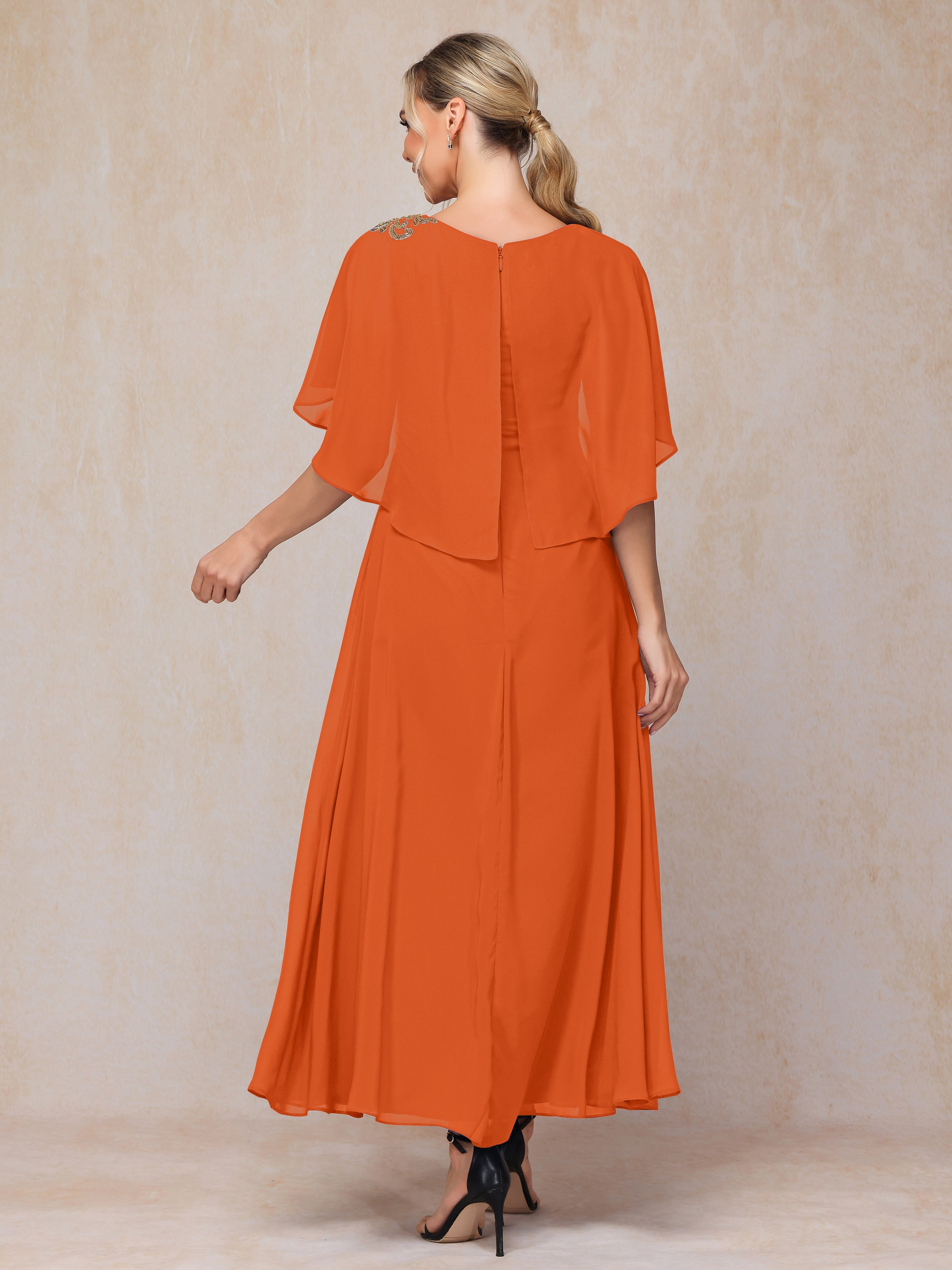 Short Sleeves Ankle Length Chiffon Mother Of The  Groom Dress