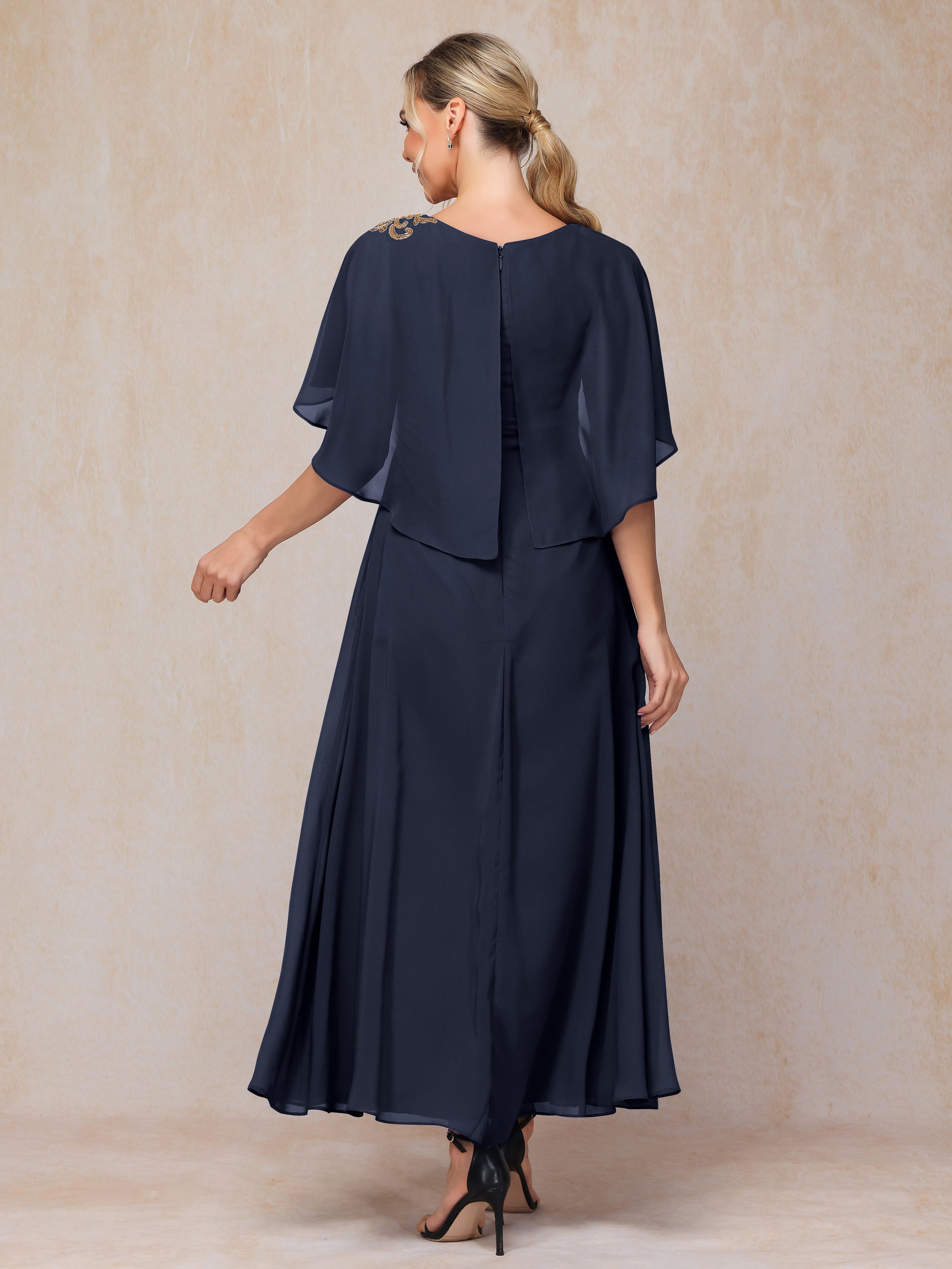 Short Sleeves Ankle Length Chiffon Mother Of The  Groom Dress