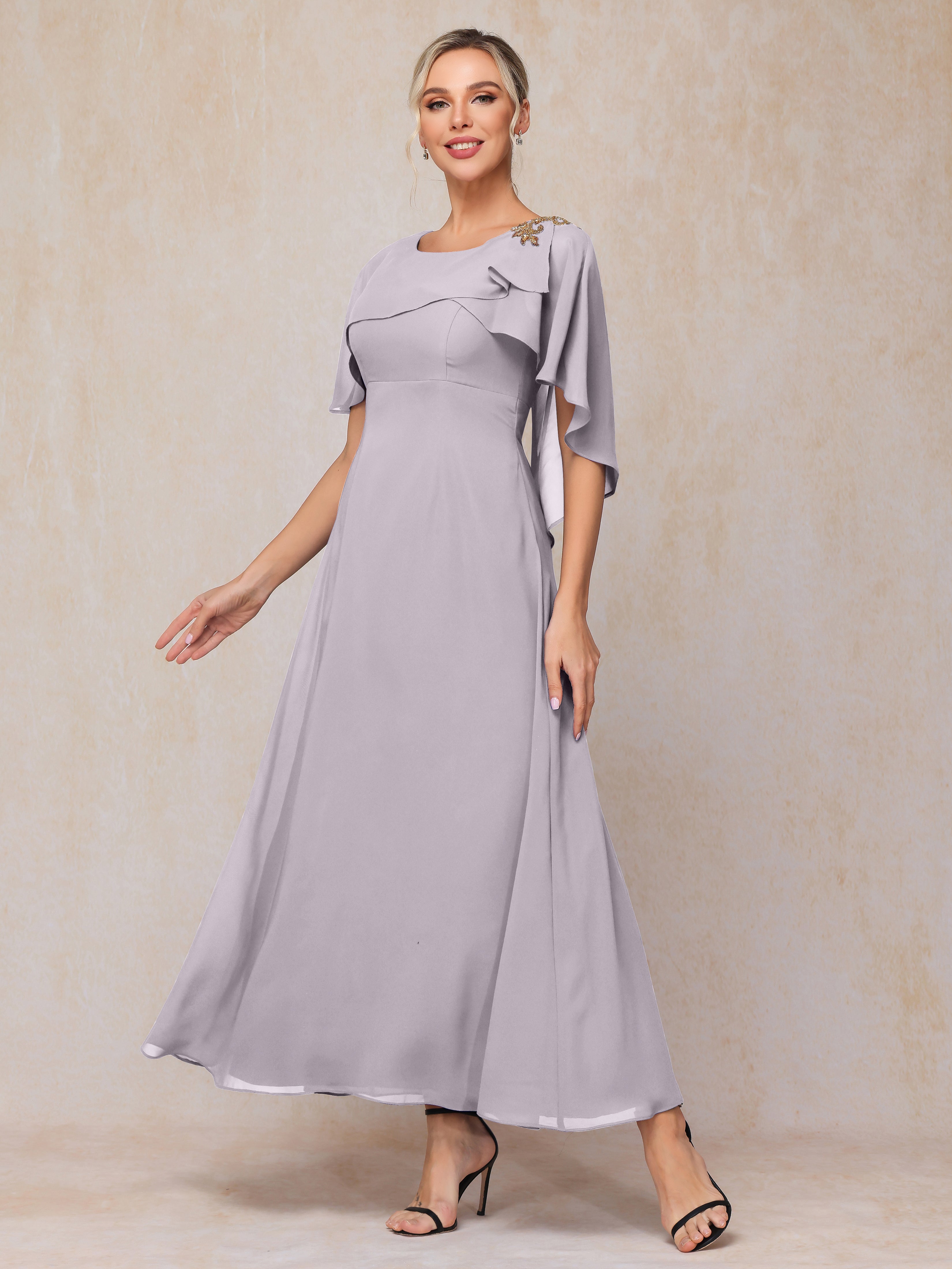 Short Sleeves Ankle Length Chiffon Mother Of The  Groom Dress