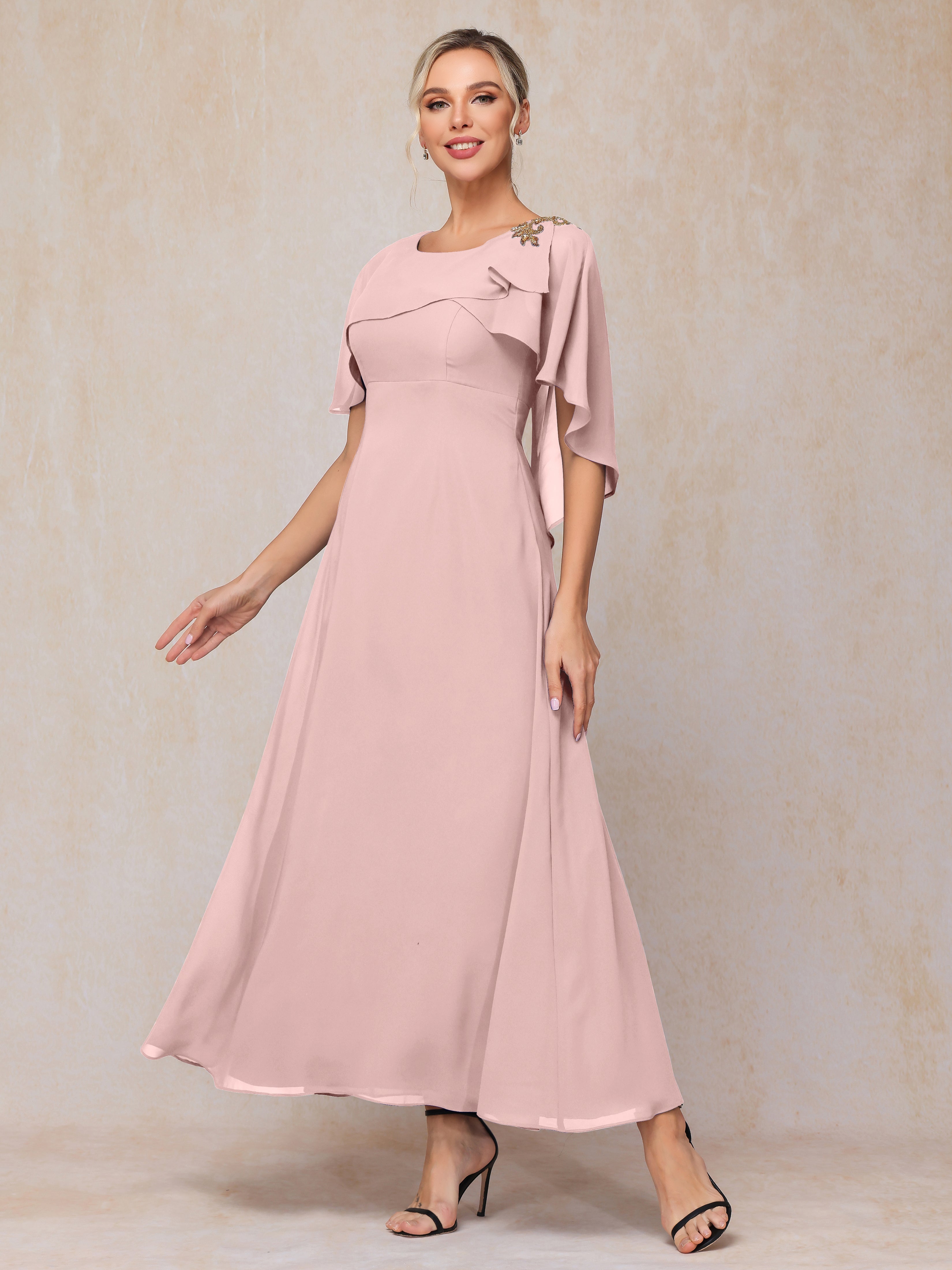 Short Sleeves Ankle Length Chiffon Mother Of The  Groom Dress