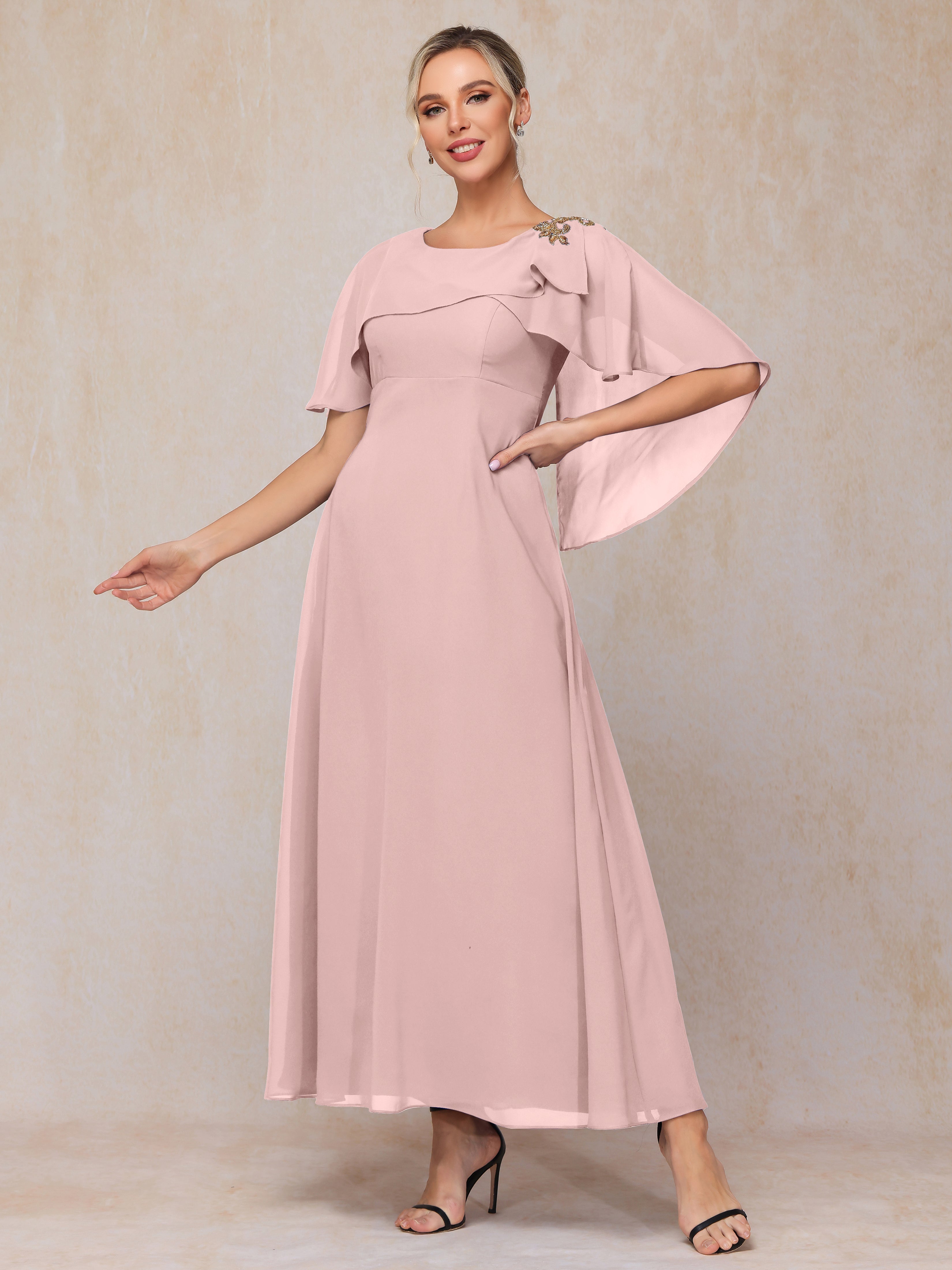 Short Sleeves Ankle Length Chiffon Mother Of The  Groom Dress