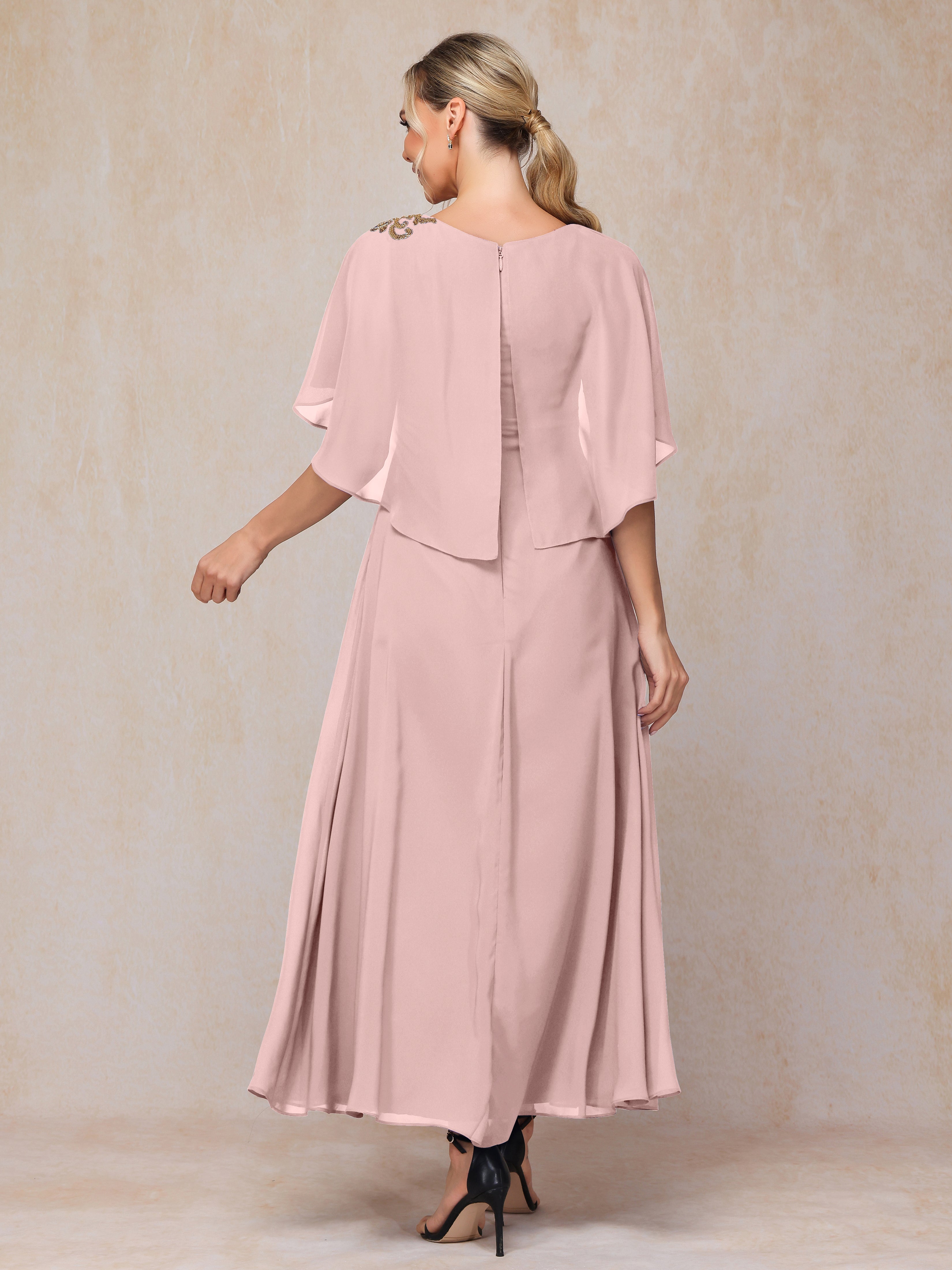 Short Sleeves Ankle Length Chiffon Mother Of The  Groom Dress