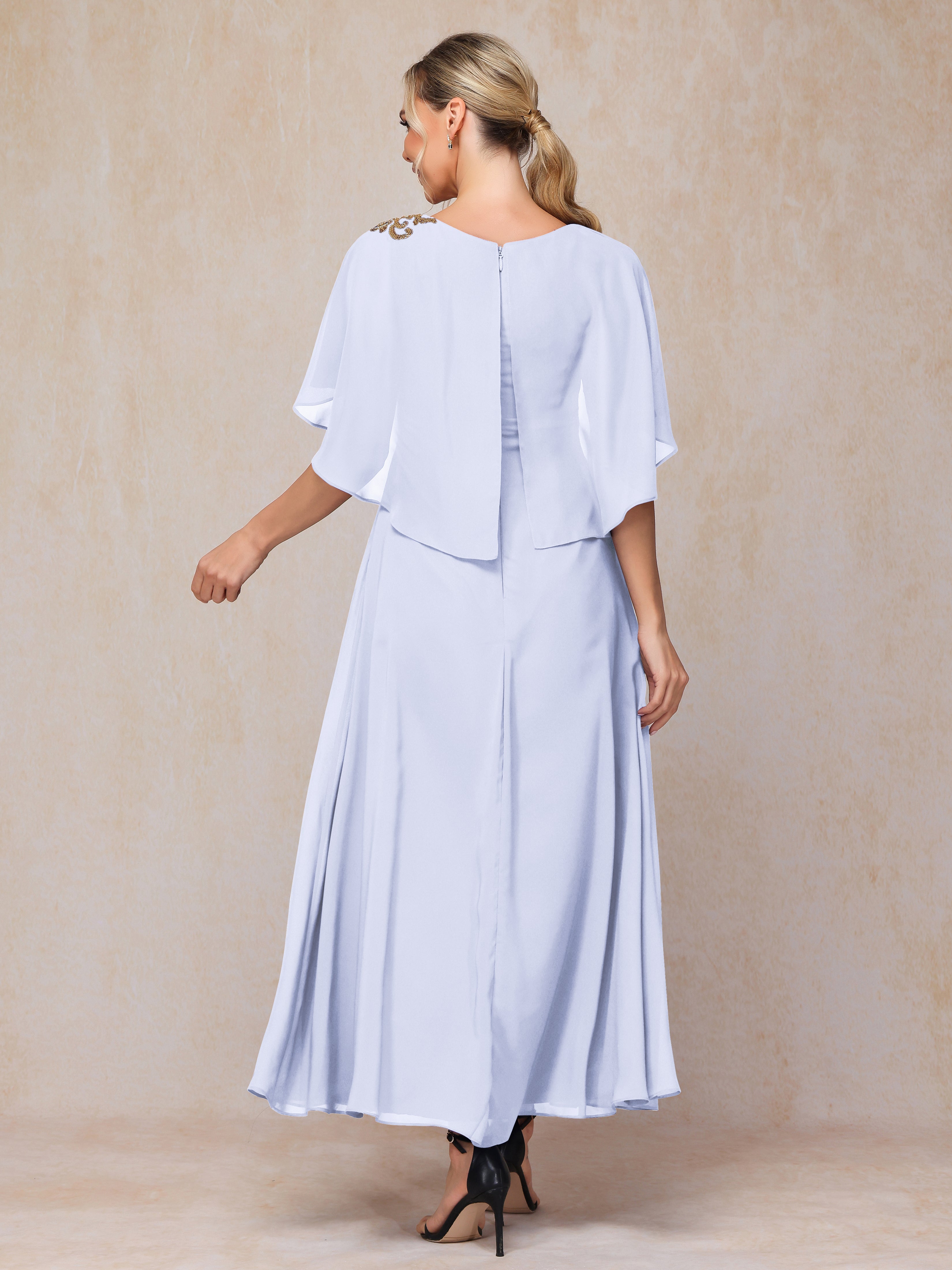 Short Sleeves Ankle Length Chiffon Mother Of The  Groom Dress