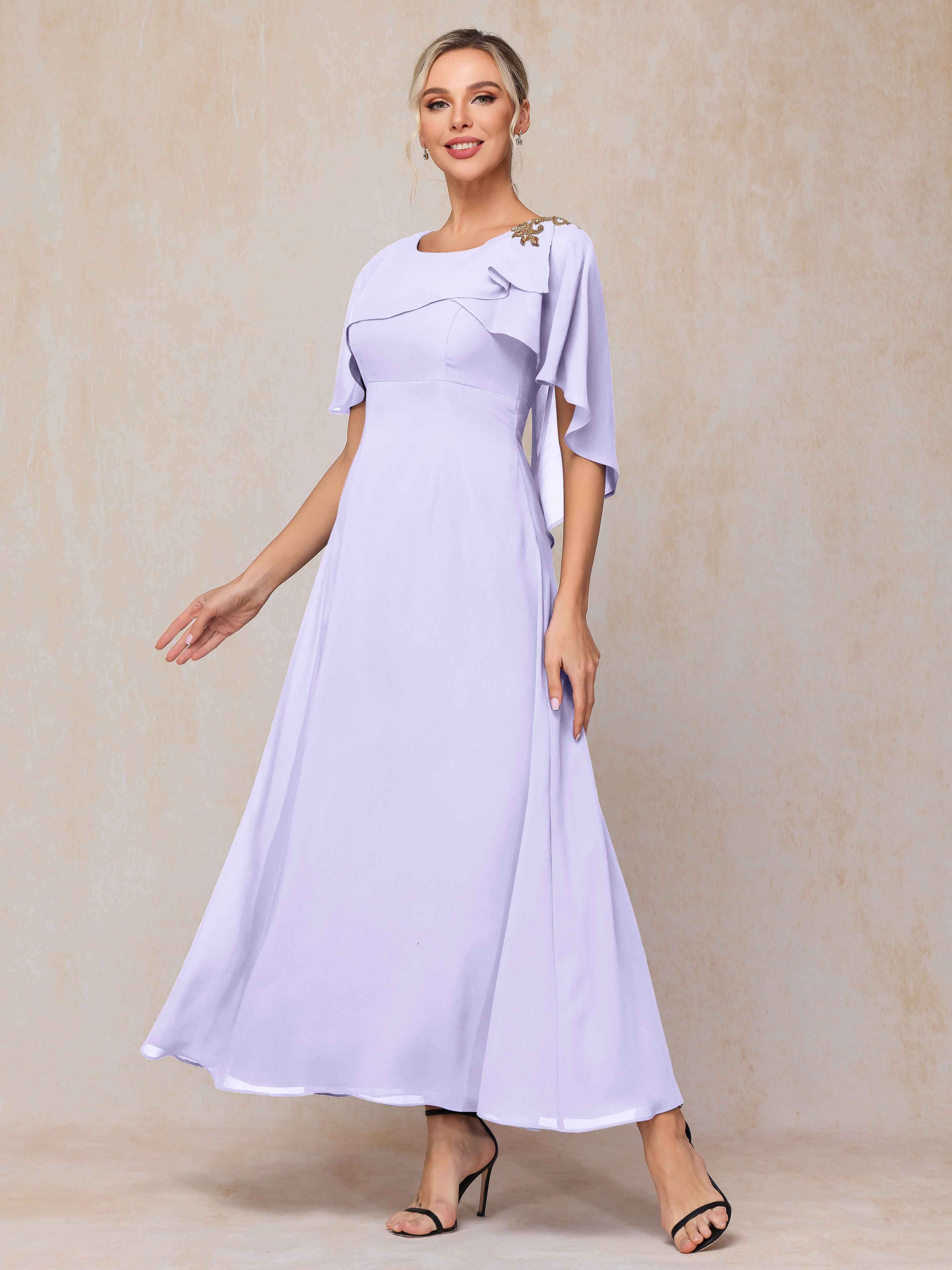 Short Sleeves Ankle Length Chiffon Mother Of The  Groom Dress