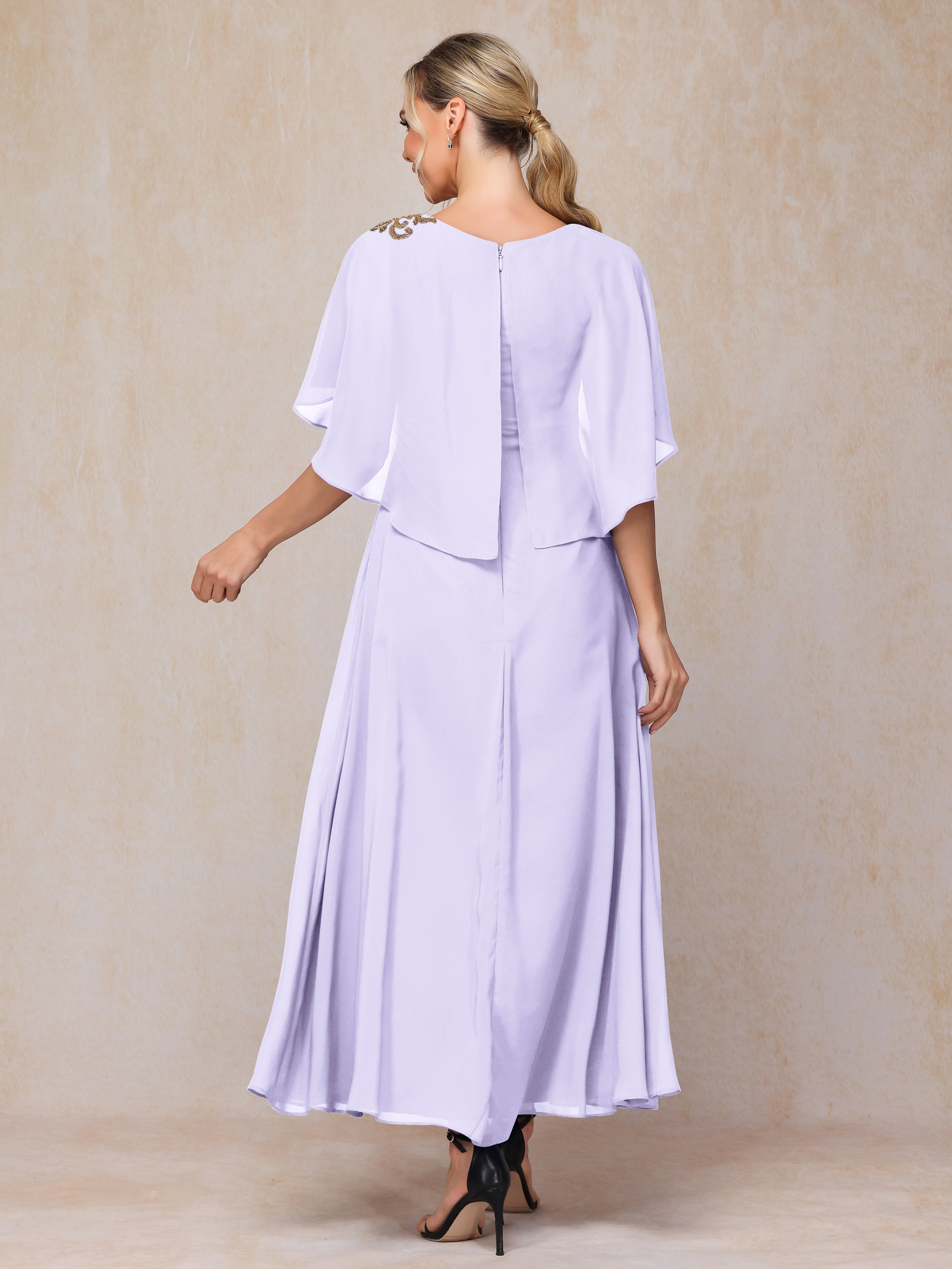 Short Sleeves Ankle Length Chiffon Mother Of The  Groom Dress