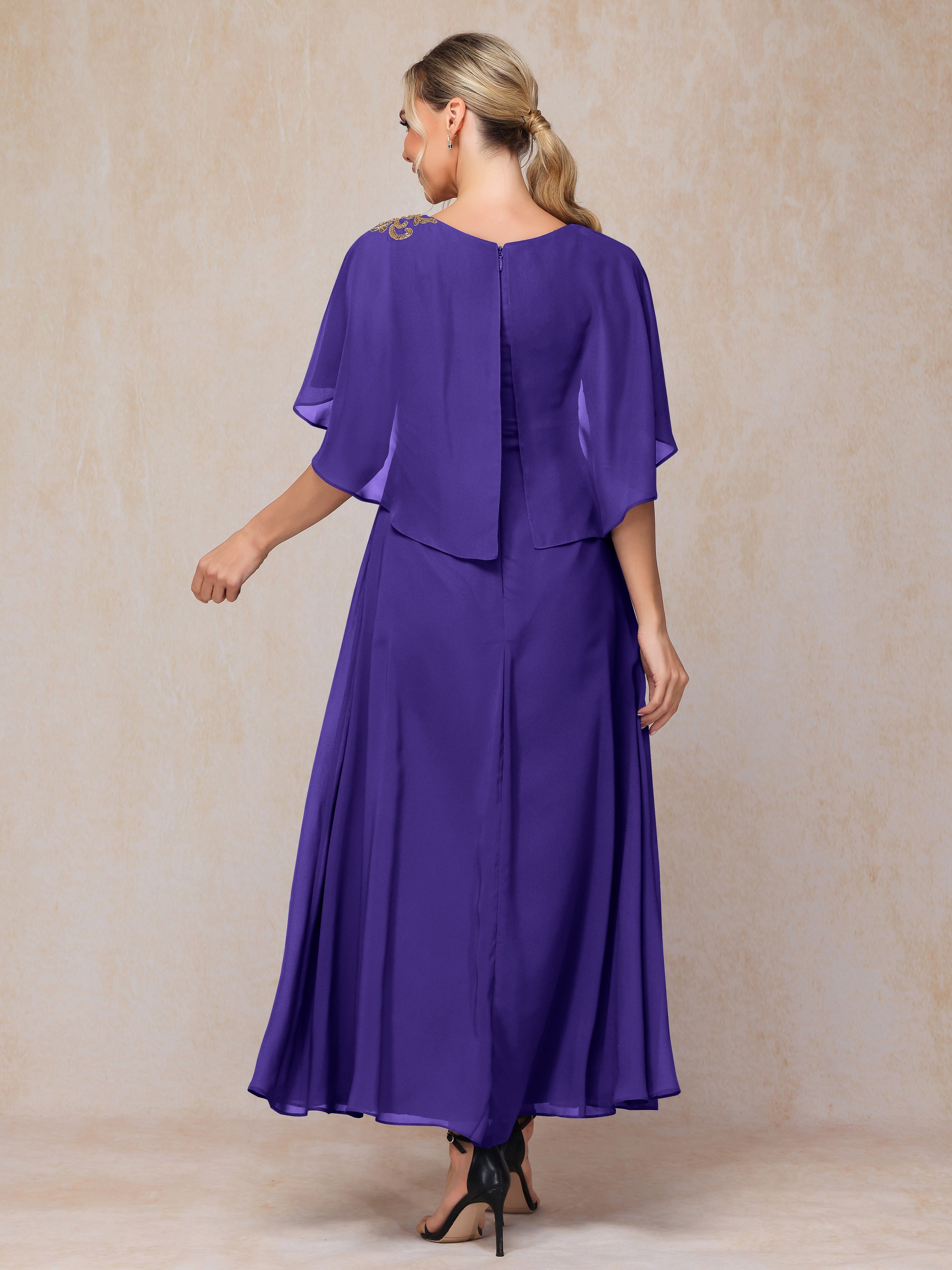 Short Sleeves Ankle Length Chiffon Mother Of The  Groom Dress