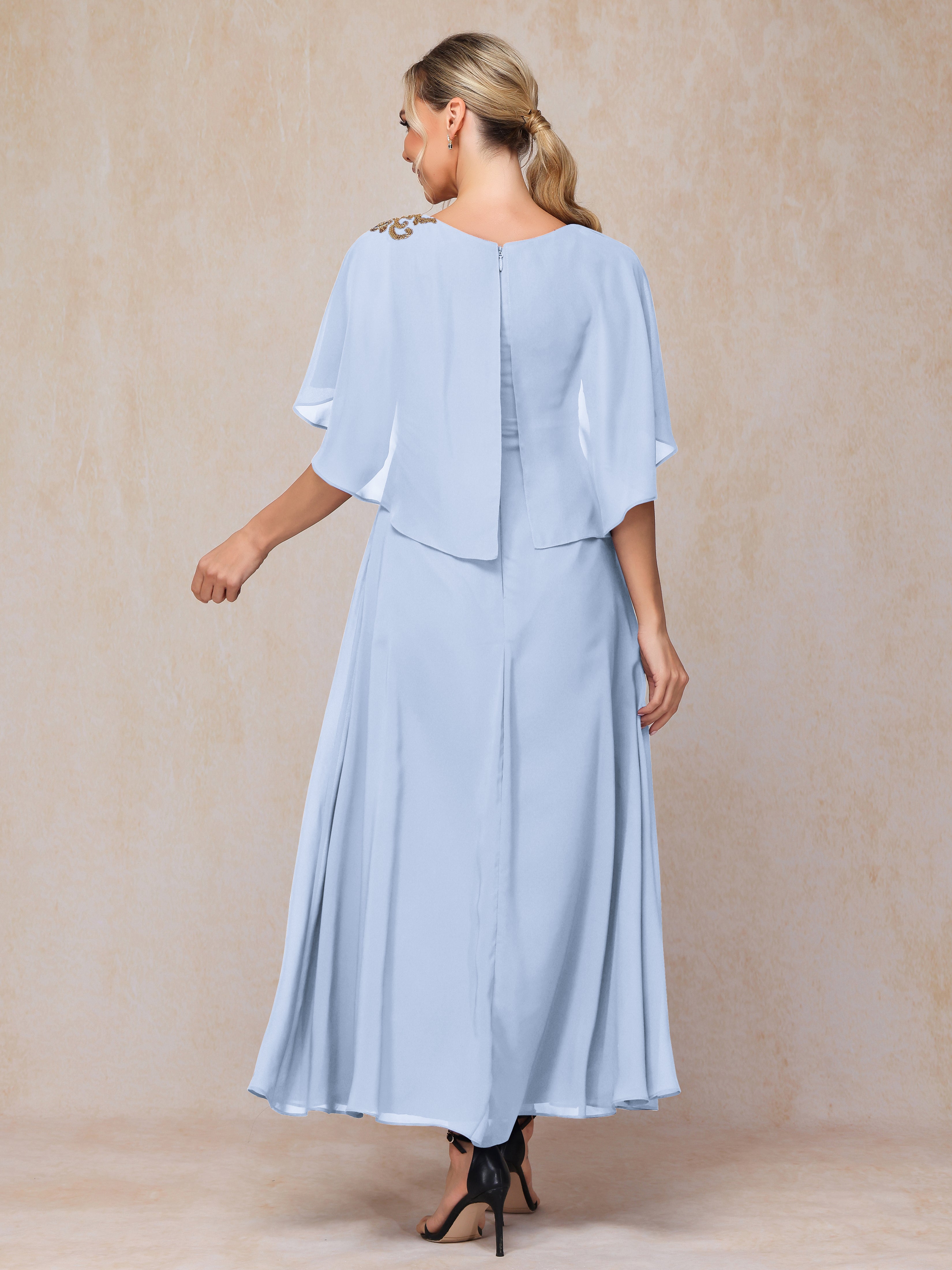 Short Sleeves Ankle Length Chiffon Mother Of The  Groom Dress