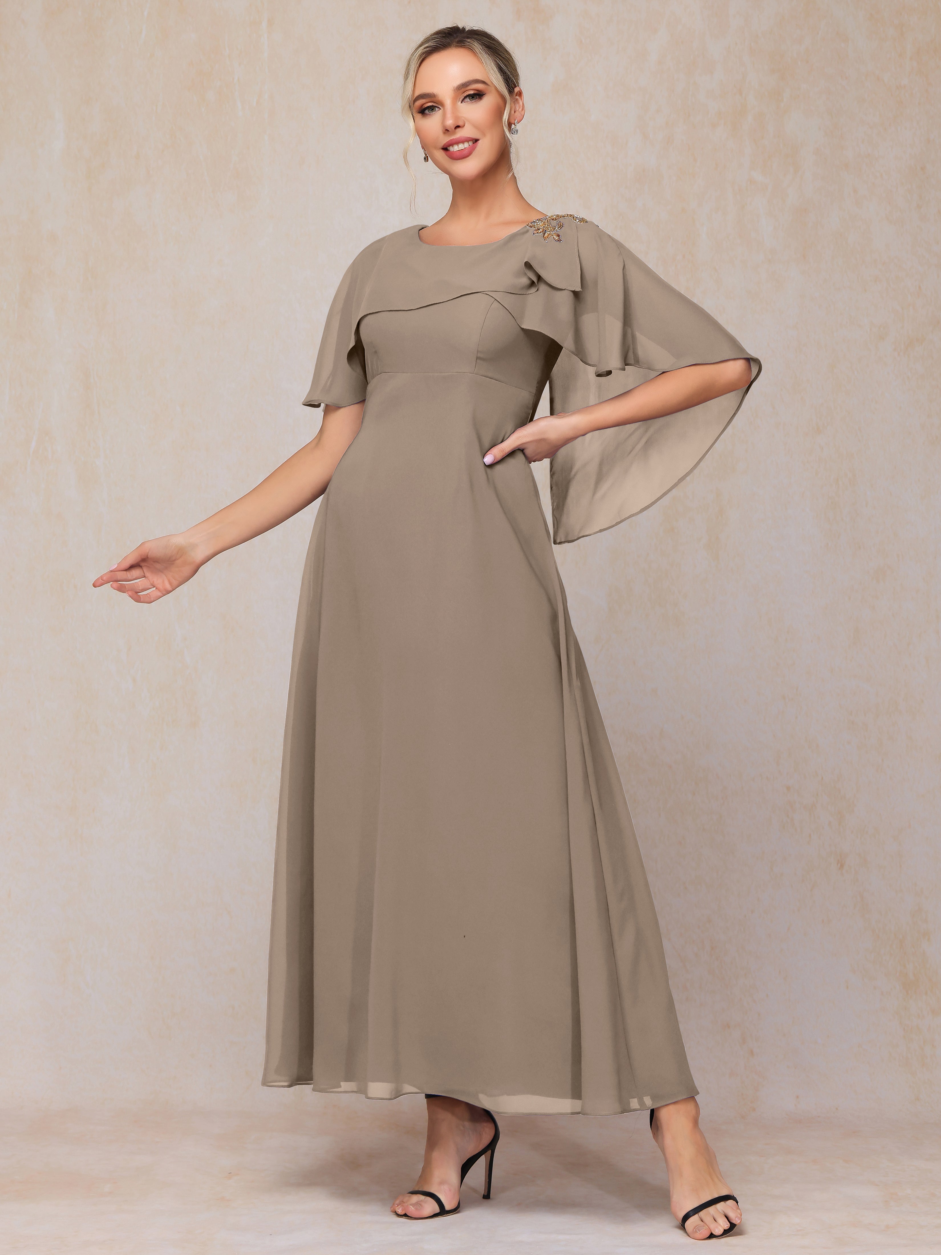 Short Sleeves Ankle Length Chiffon Mother Of The  Groom Dress