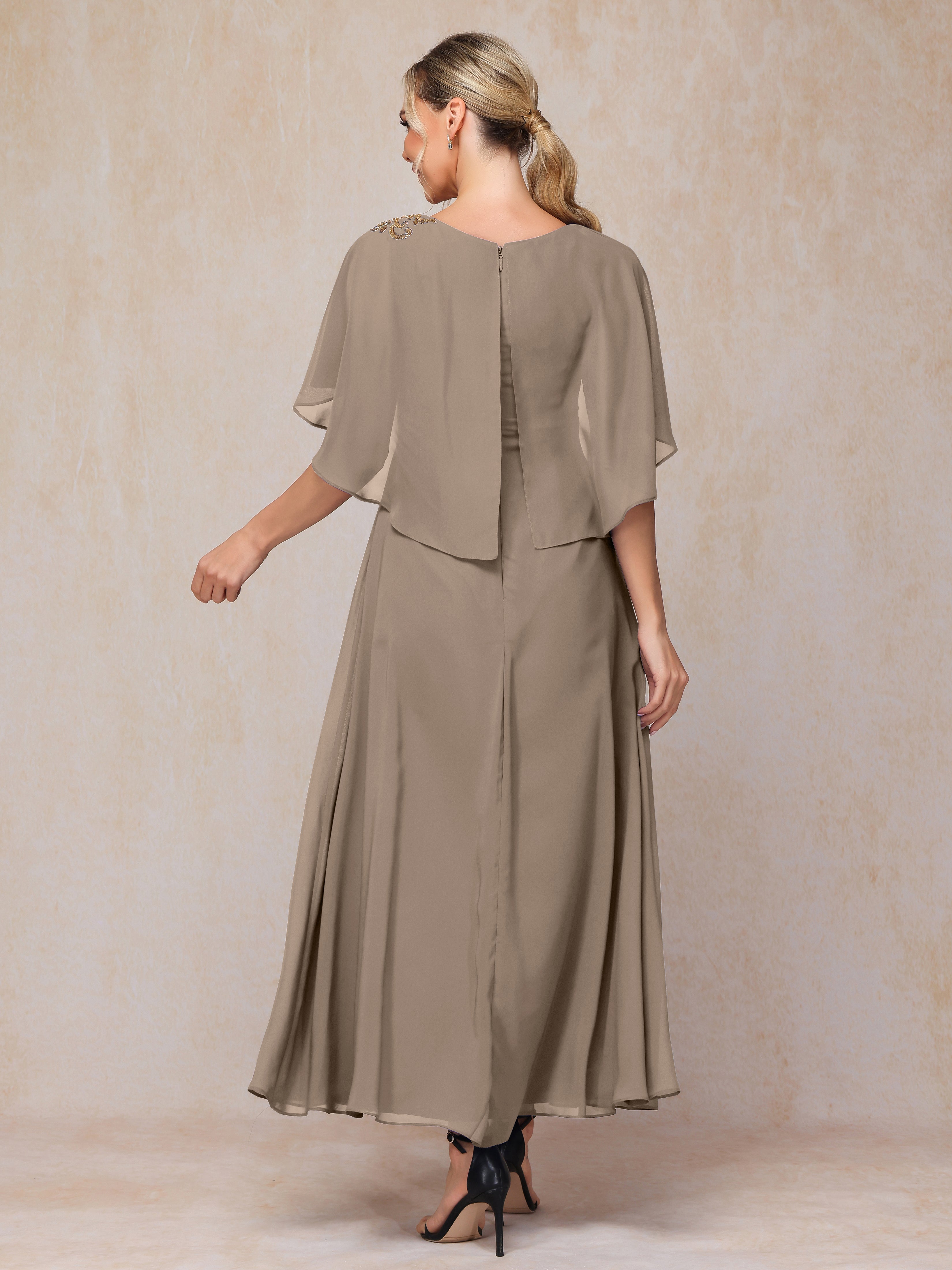 Short Sleeves Ankle Length Chiffon Mother Of The  Groom Dress