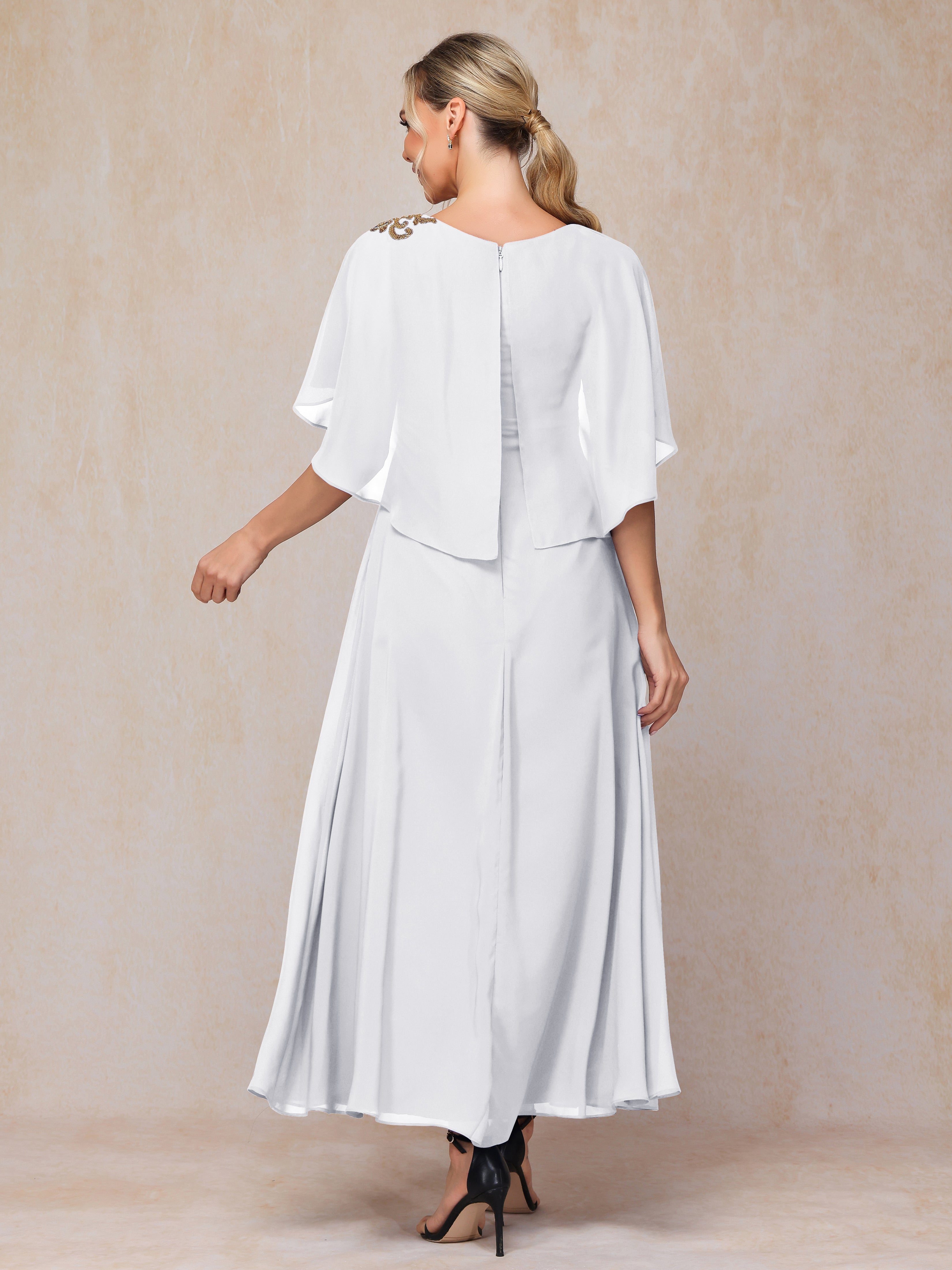 Short Sleeves Ankle Length Chiffon Mother Of The  Groom Dress