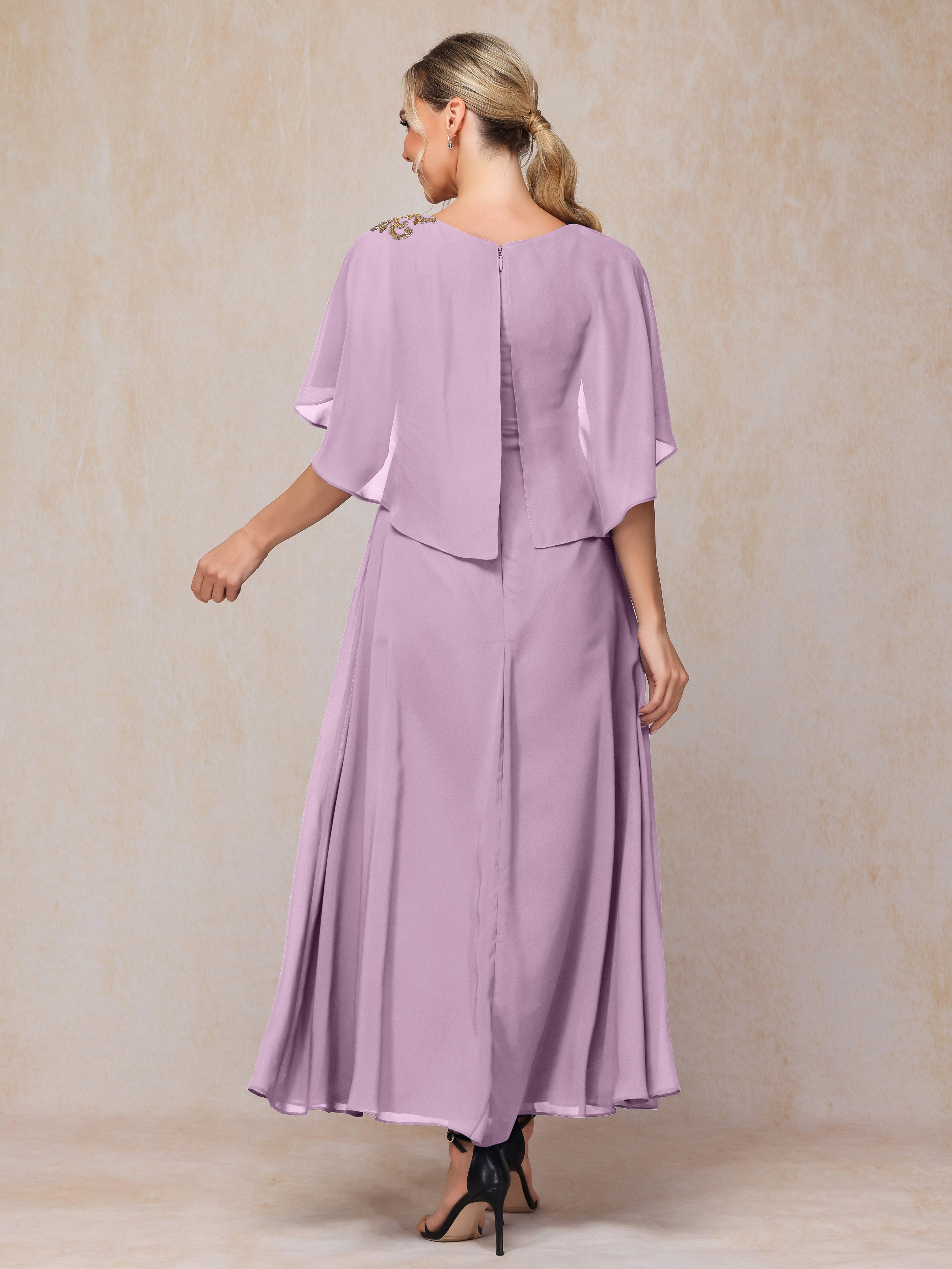 Short Sleeves Ankle Length Chiffon Mother Of The  Groom Dress