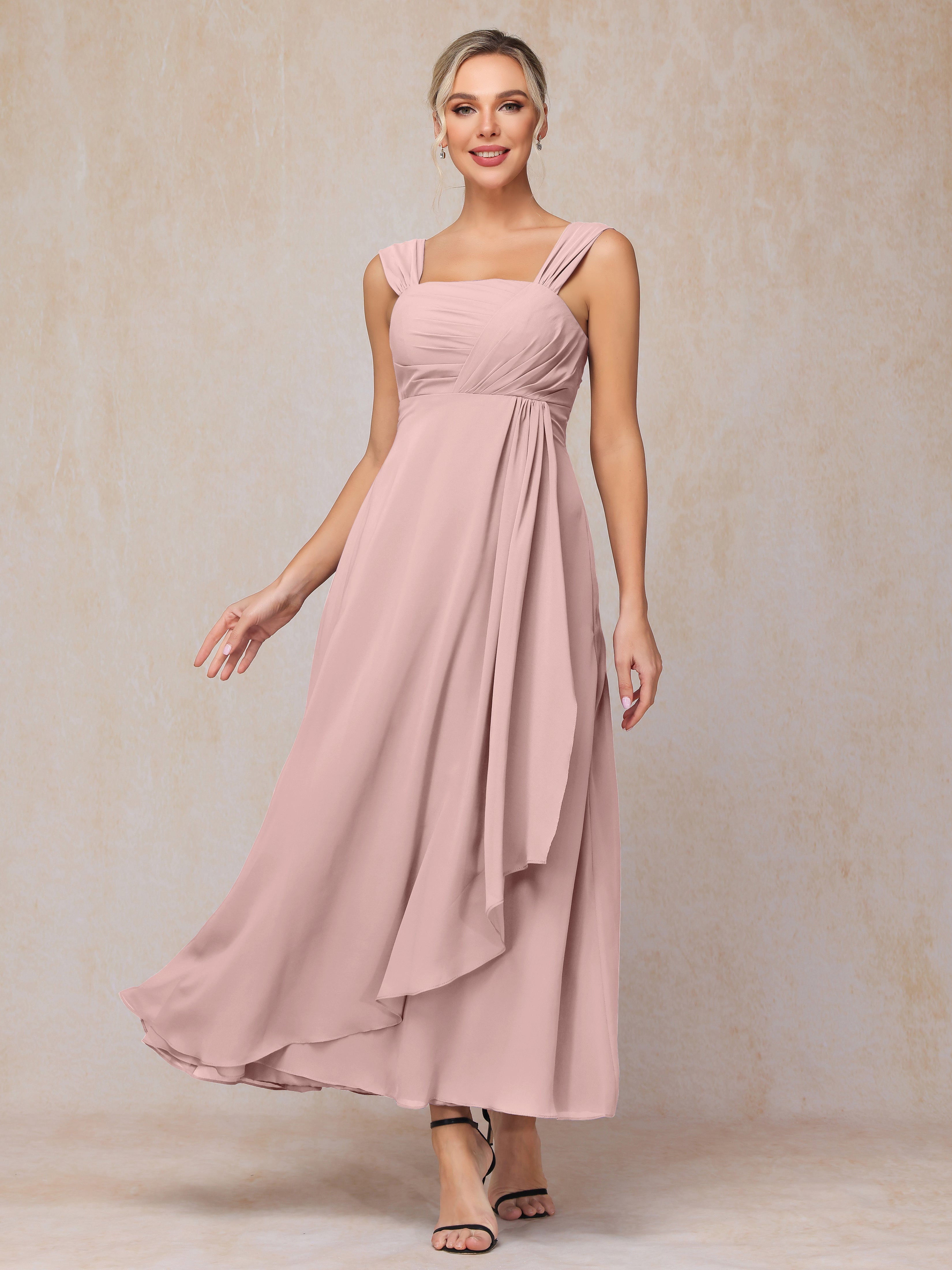 2 Pieces Ankle Length Chiffon Wedding Guest Dresses