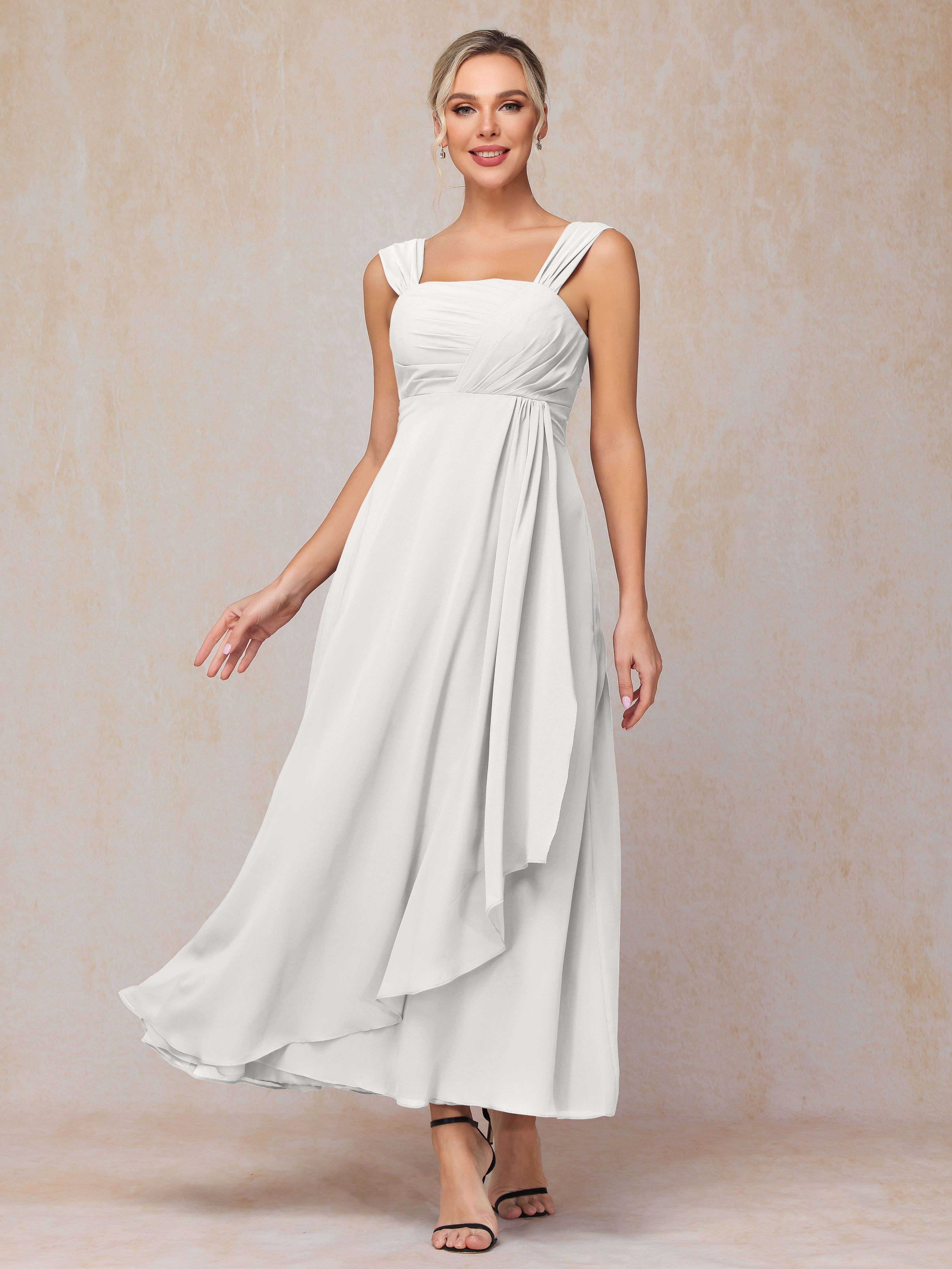 2 Pieces Ankle Length Chiffon Wedding Guest Dresses