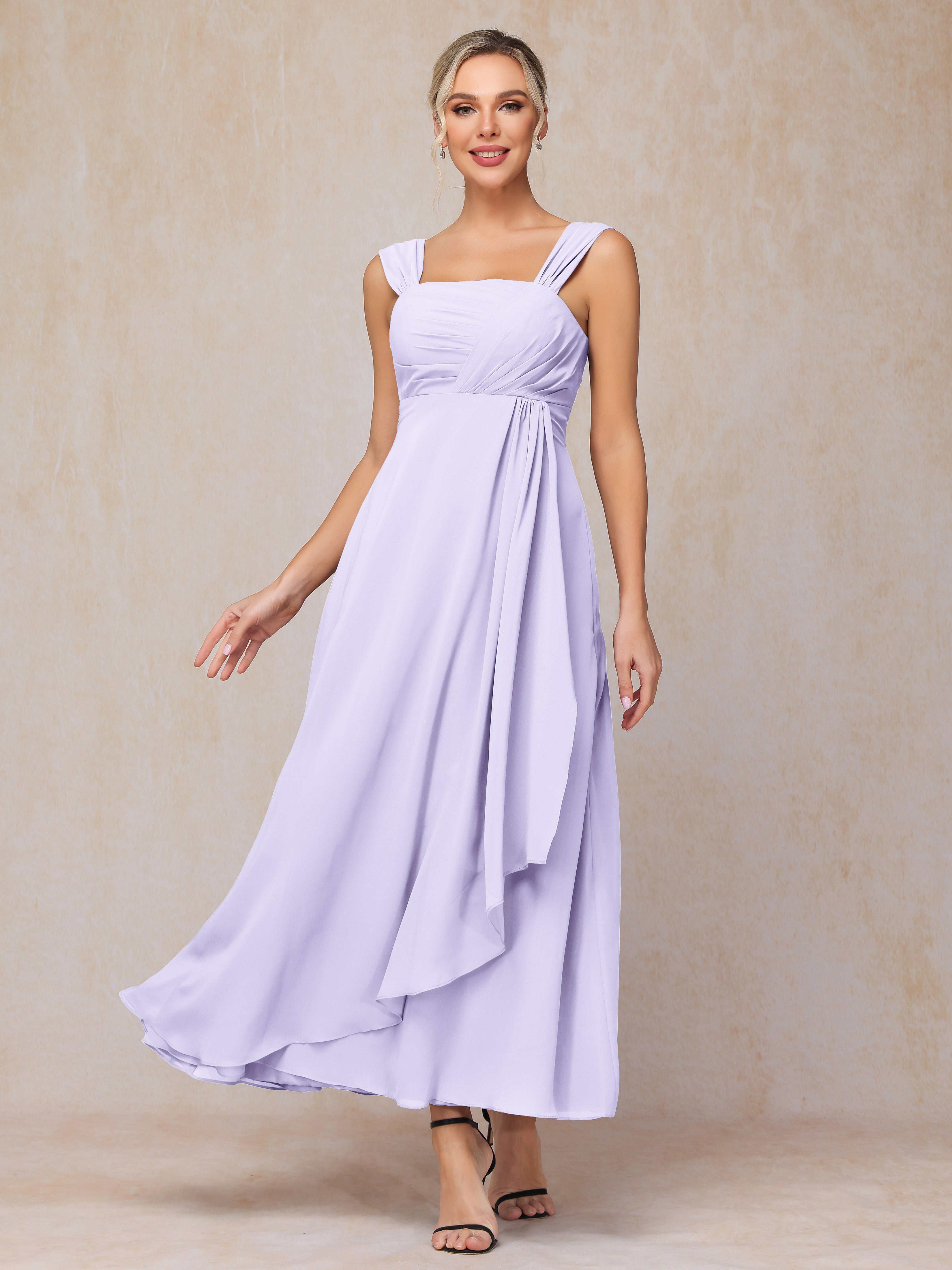 2 Pieces Ankle Length Chiffon Wedding Guest Dresses