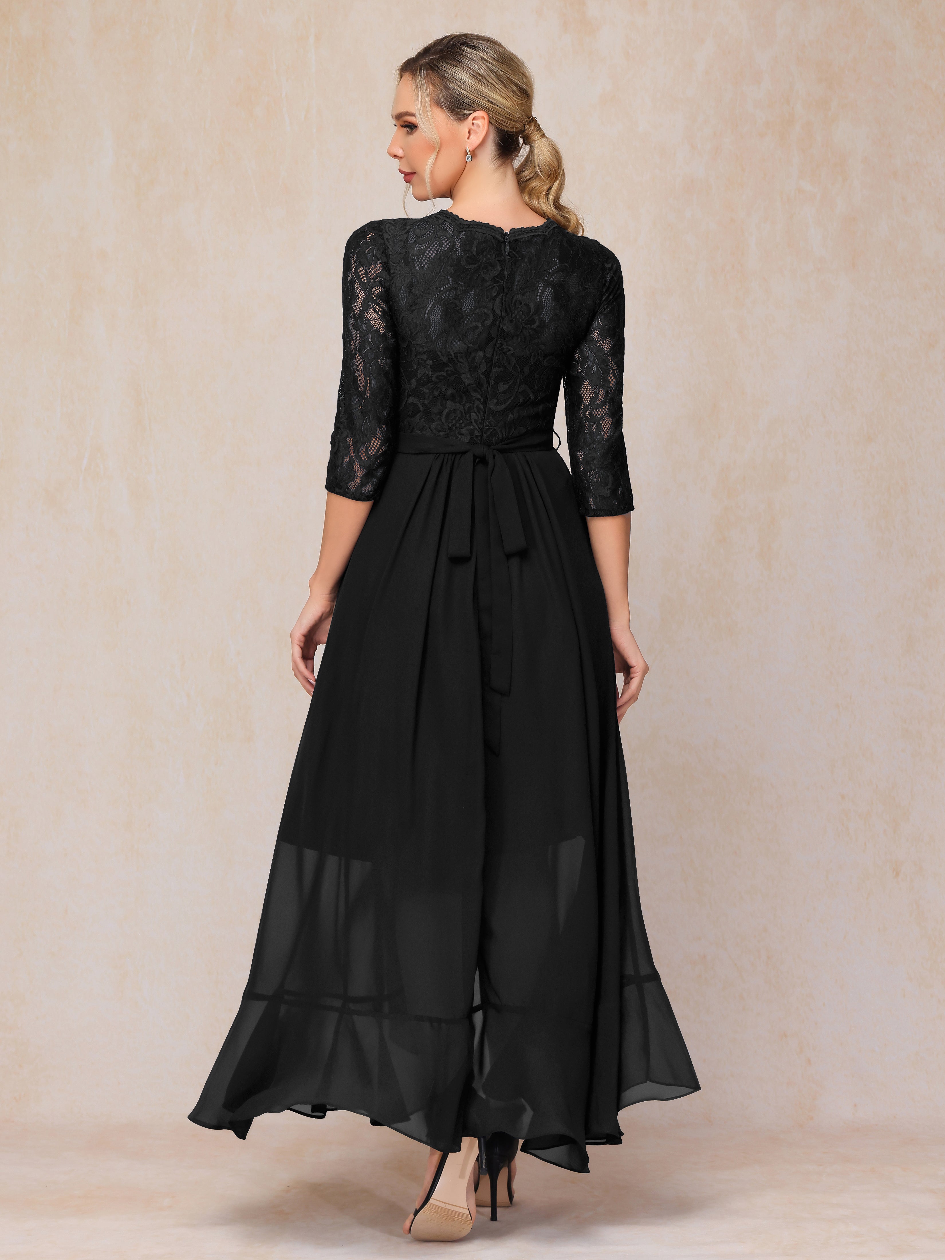 Ankle Length Short Sleeves Chiffon Lace Mother Of The  Groom Dress