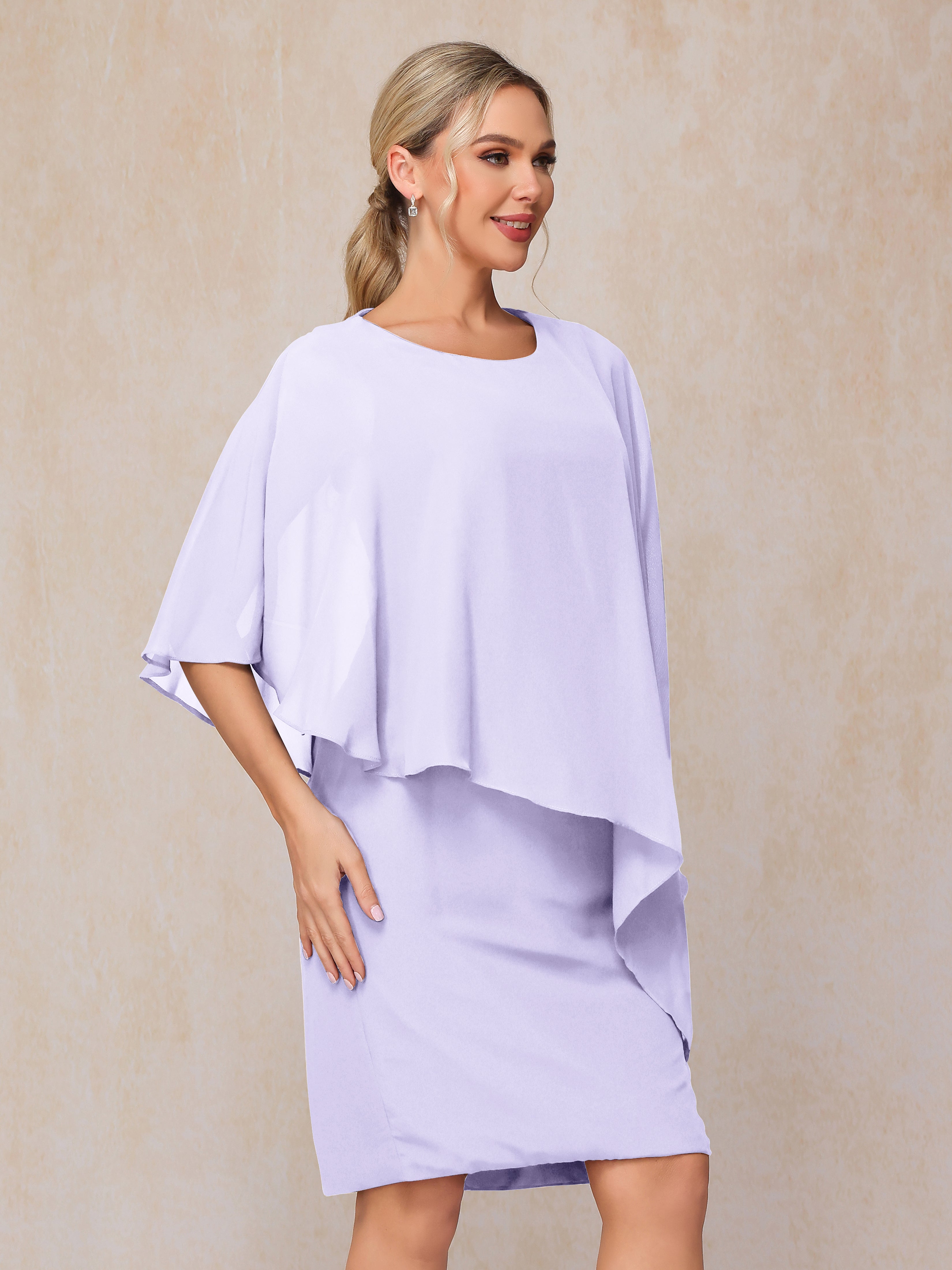 Knee Length Short Sleeves Chiffon Mother Of The  Groom Dress