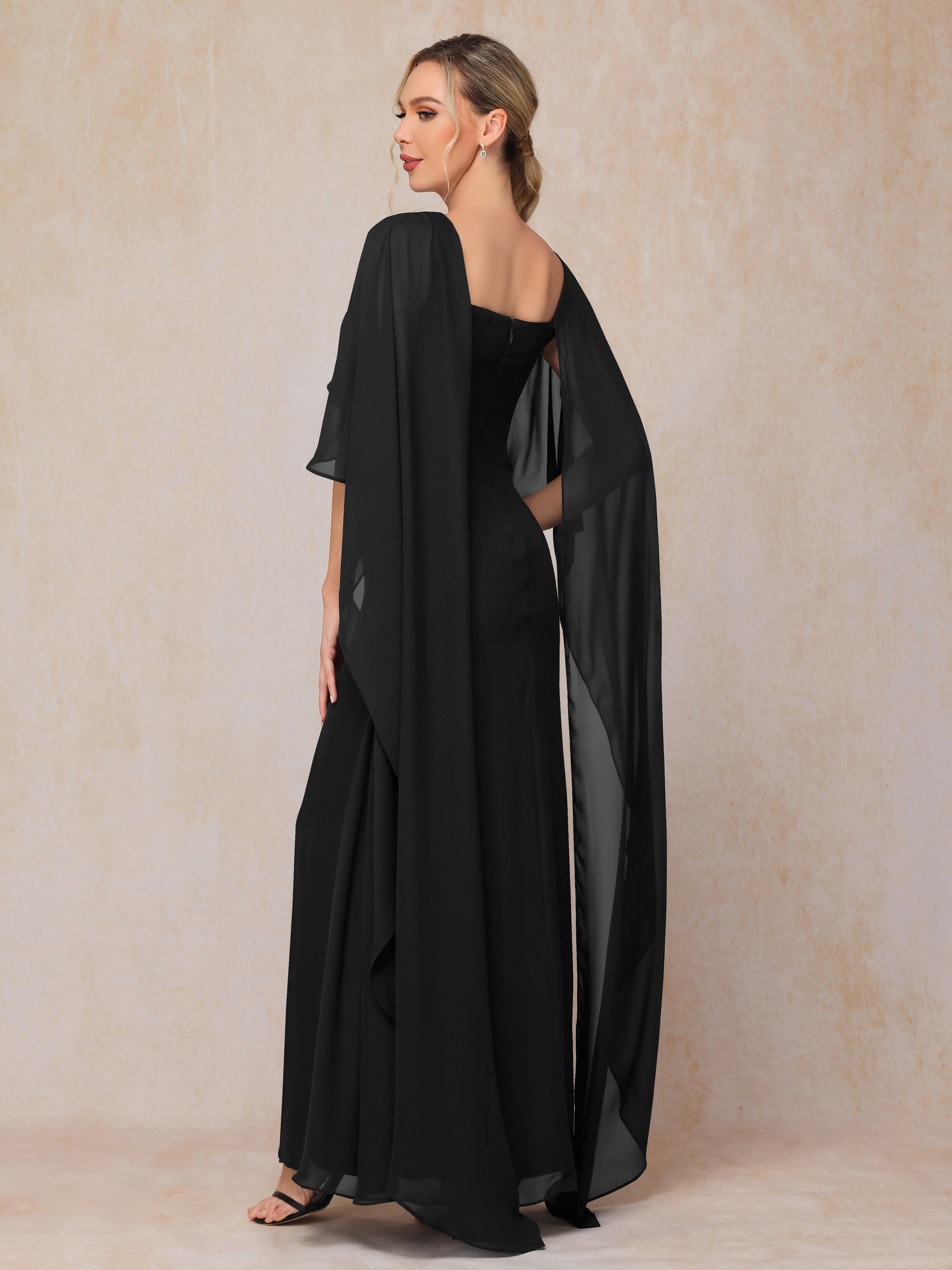 Floor Length Short Sleeves Chiffon Mother Of The  Groom Dress