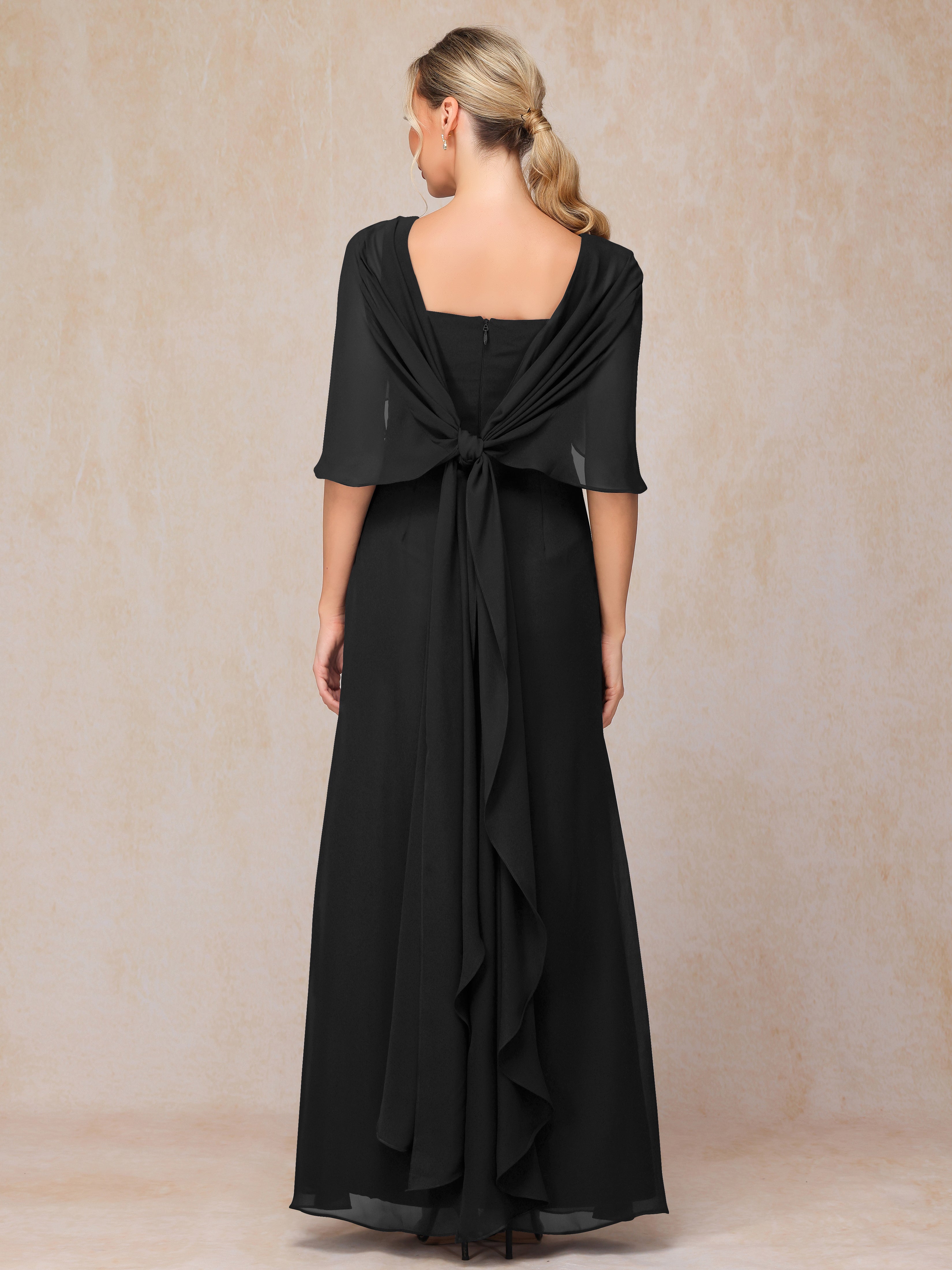 Floor Length Short Sleeves Chiffon Mother Of The  Groom Dress