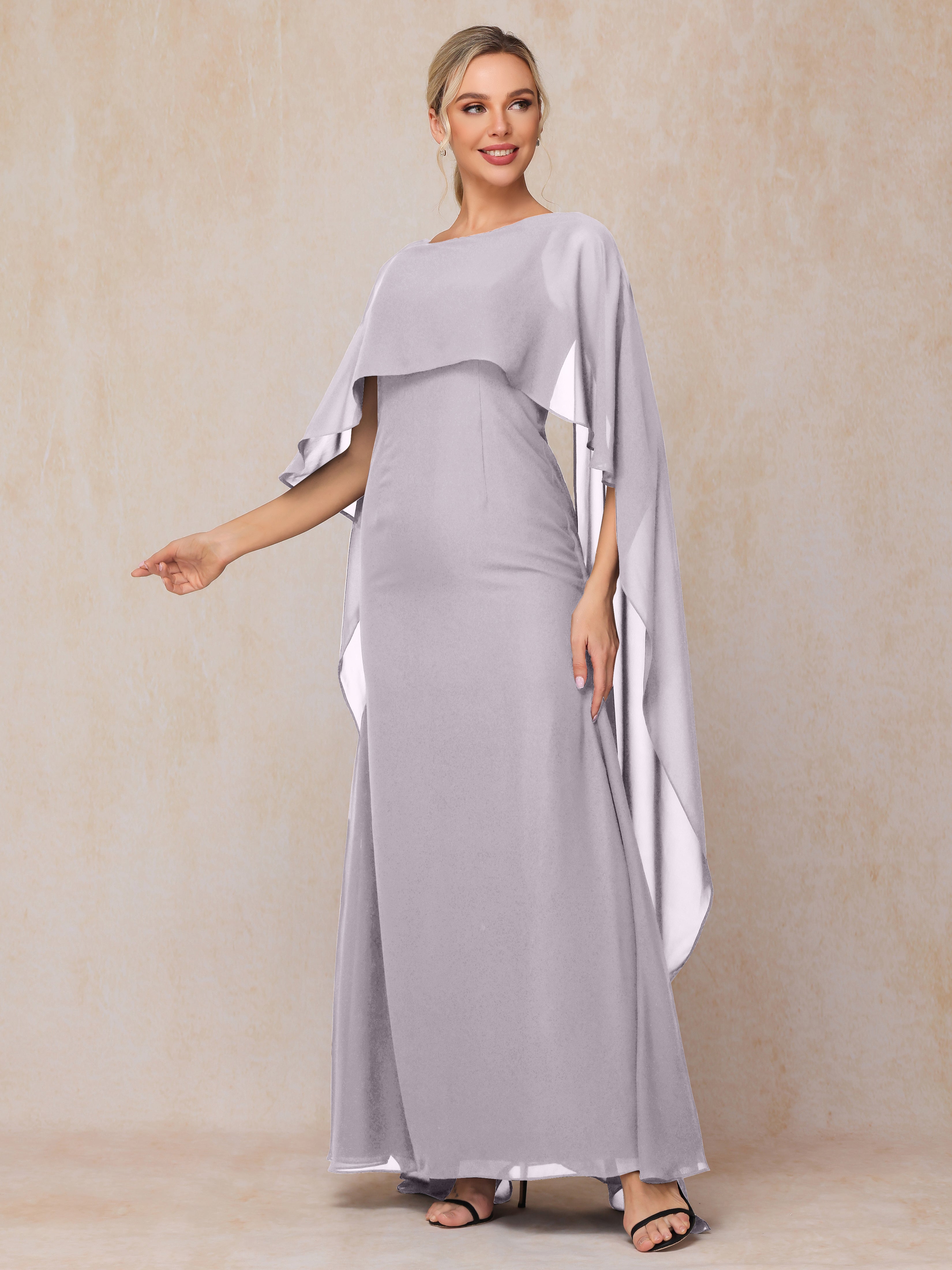 Floor Length Short Sleeves Chiffon Mother Of The  Groom Dress