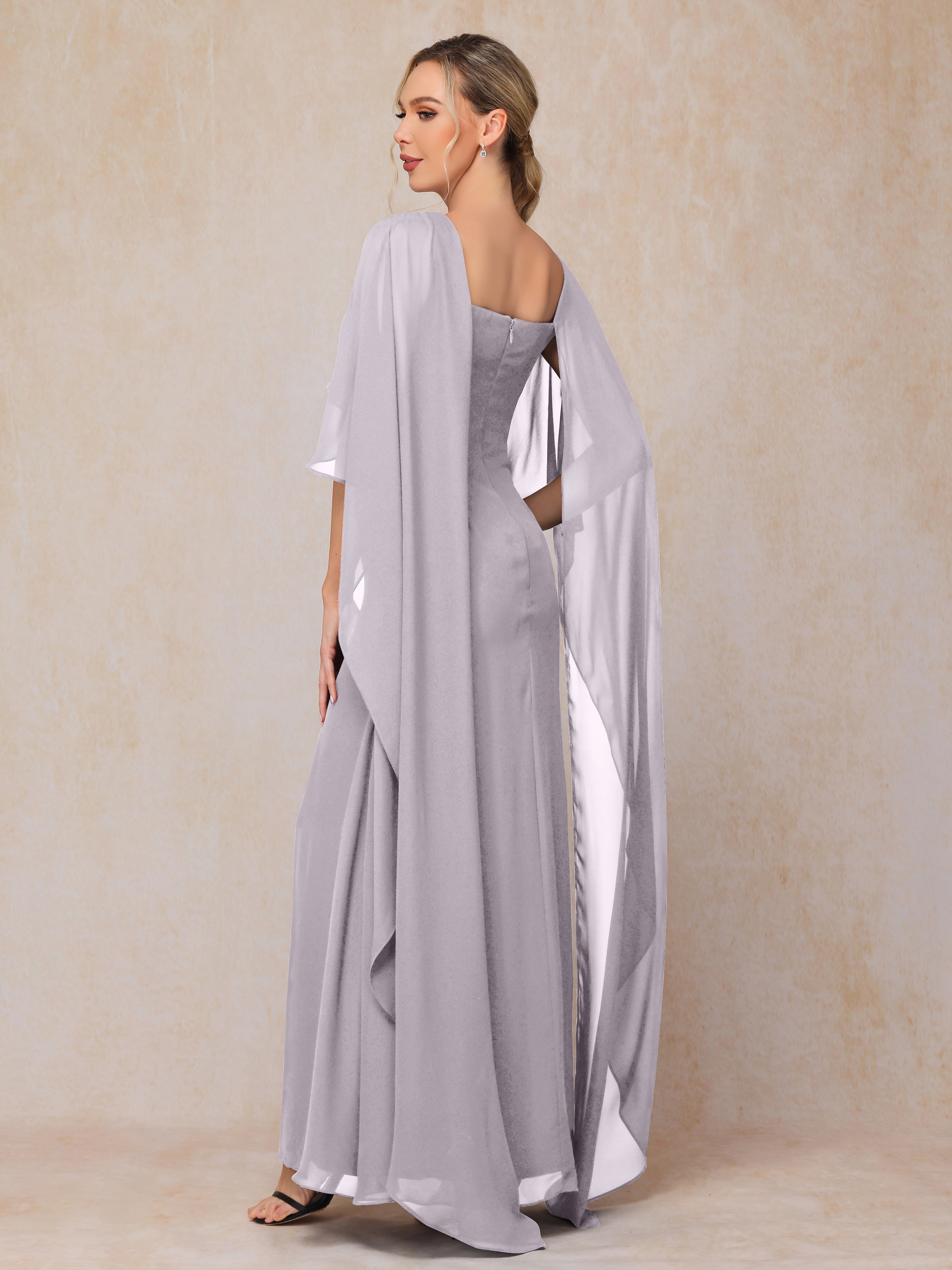 Floor Length Short Sleeves Chiffon Mother Of The  Groom Dress