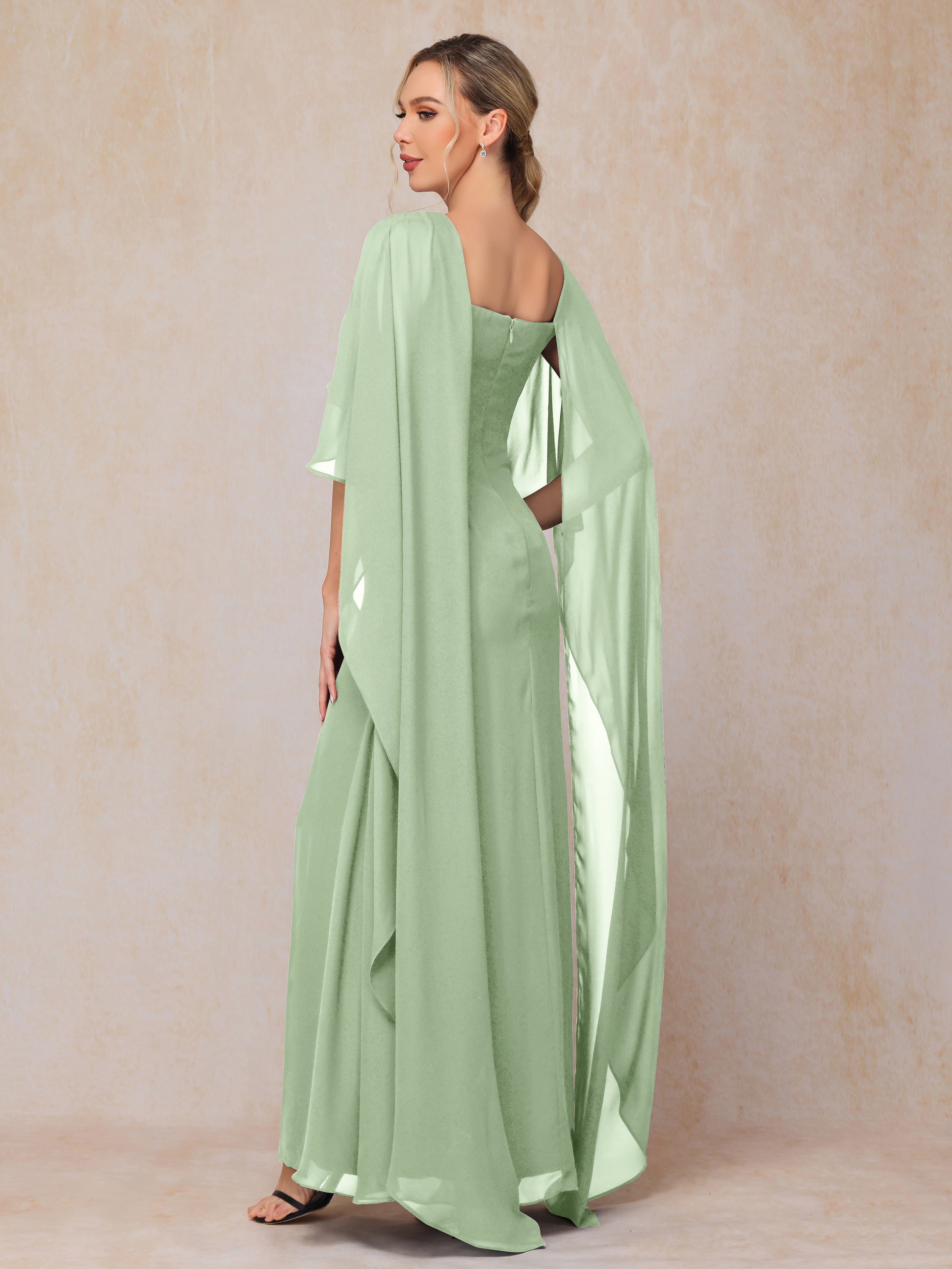 Floor Length Short Sleeves Chiffon Mother Of The  Groom Dress