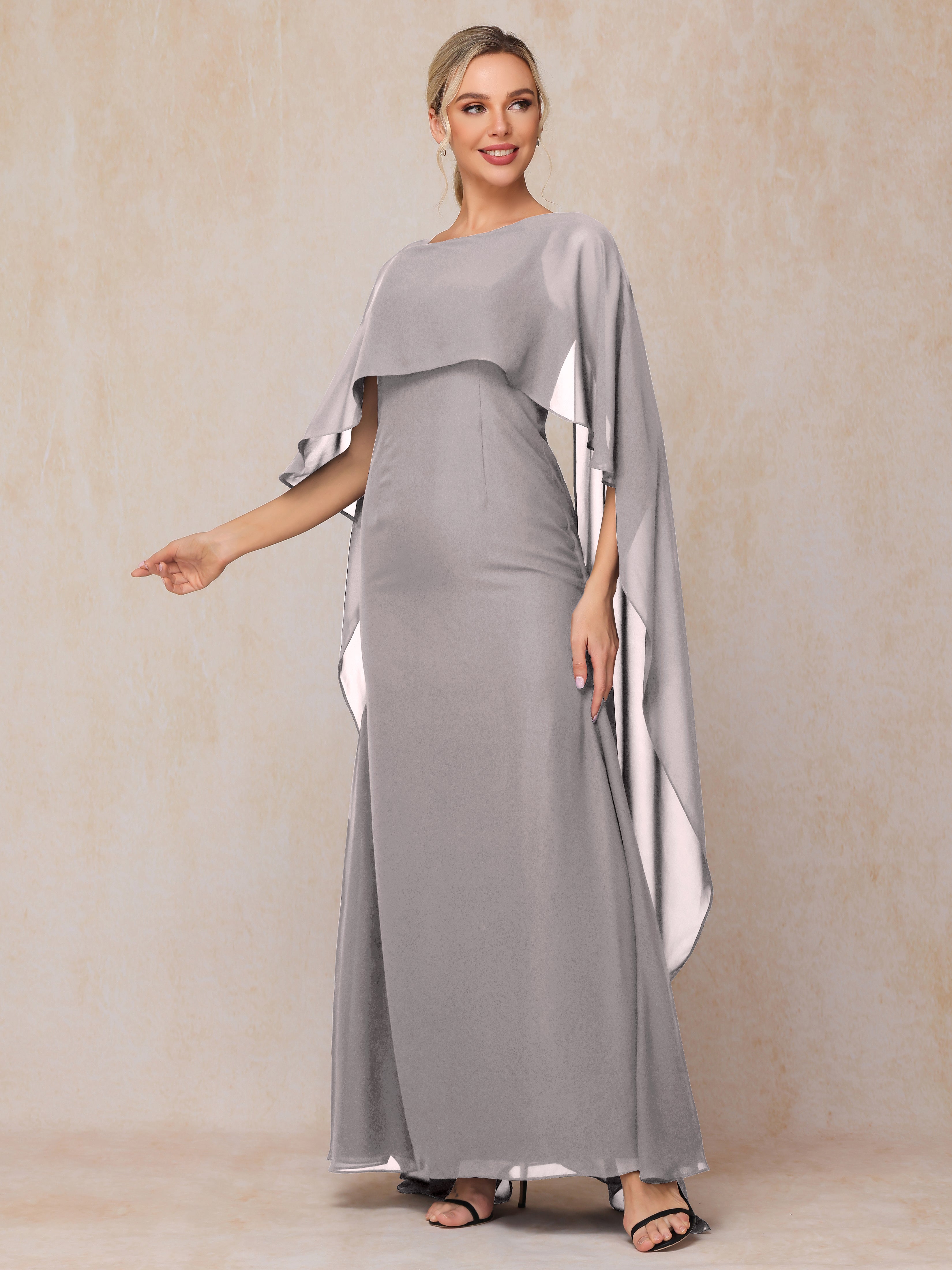 Floor Length Short Sleeves Chiffon Mother Of The  Groom Dress