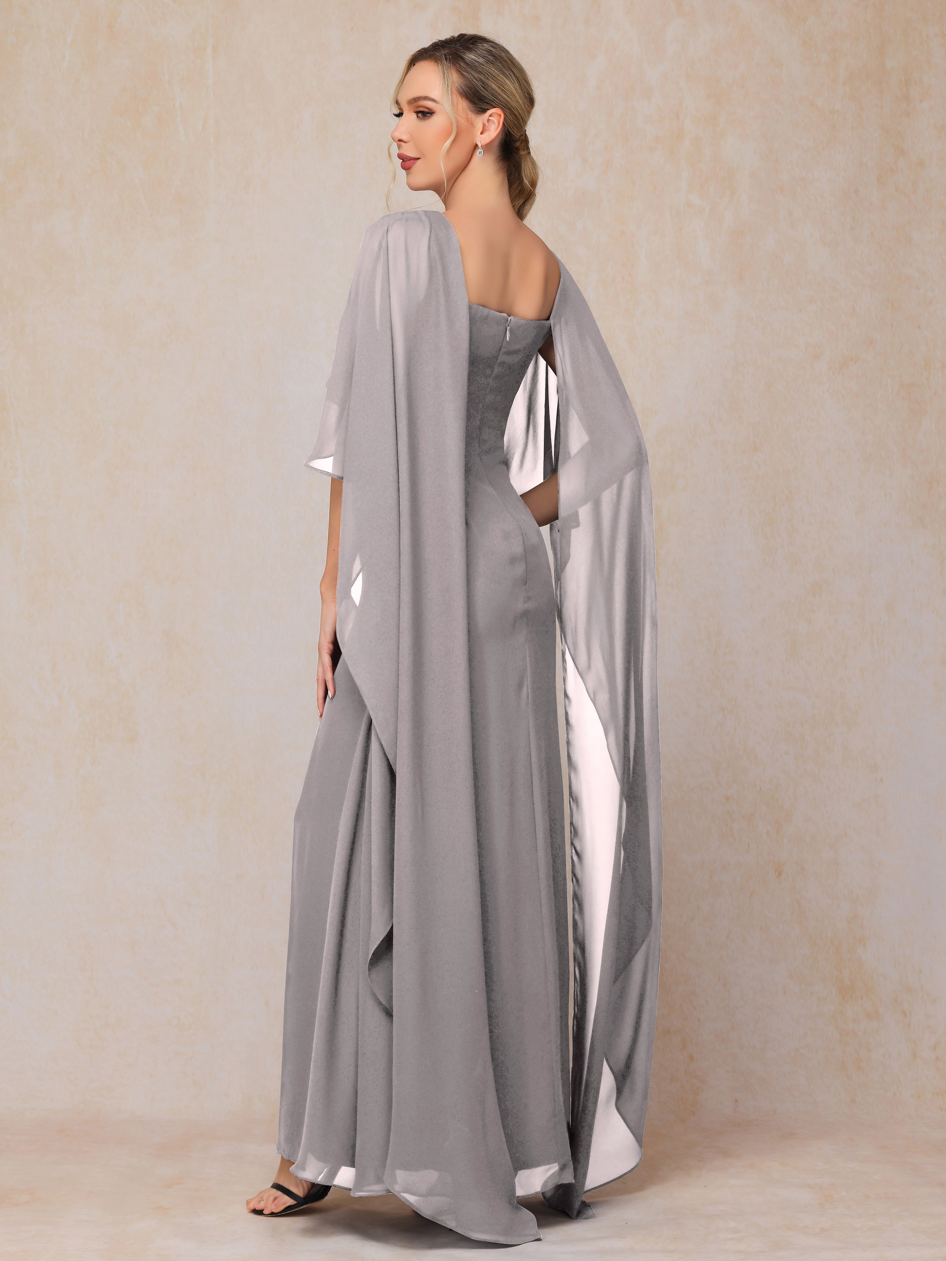 Floor Length Short Sleeves Chiffon Mother Of The  Groom Dress