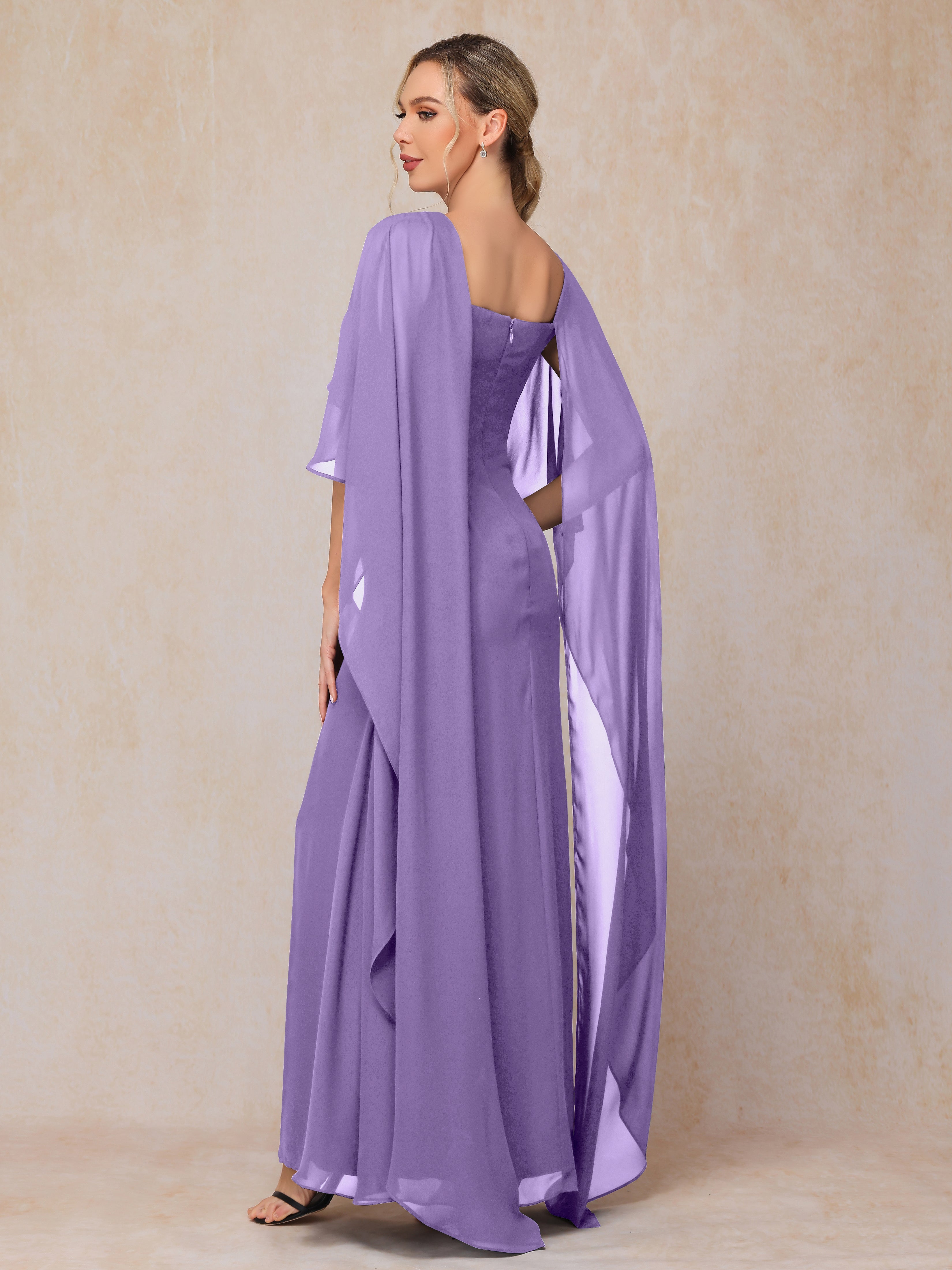 Floor Length Short Sleeves Chiffon Mother Of The  Groom Dress