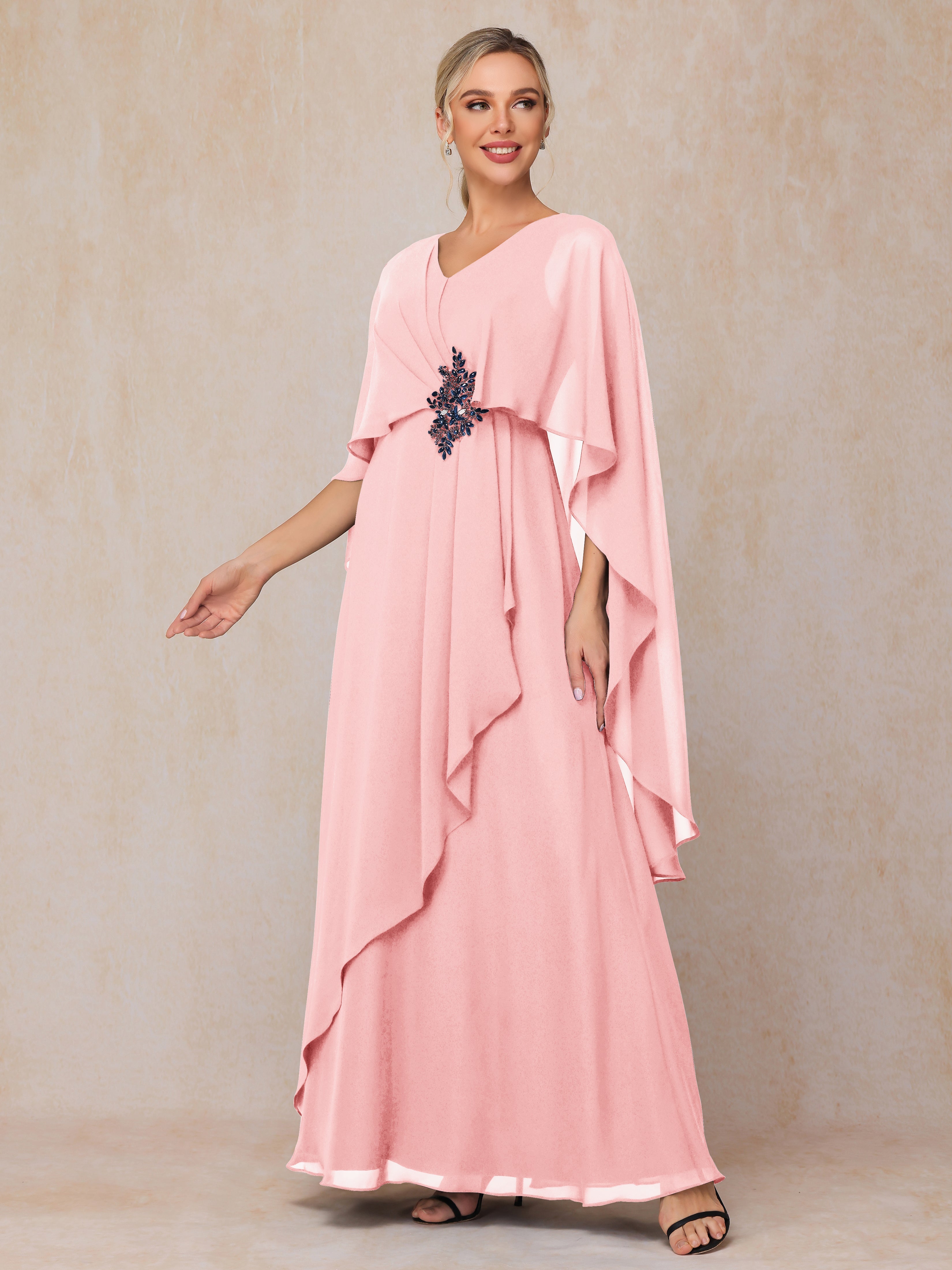 V Neck A Line Chiffon Mother Of The  Groom Dress