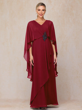 V Neck A Line Chiffon Mother Of The Bride Dress