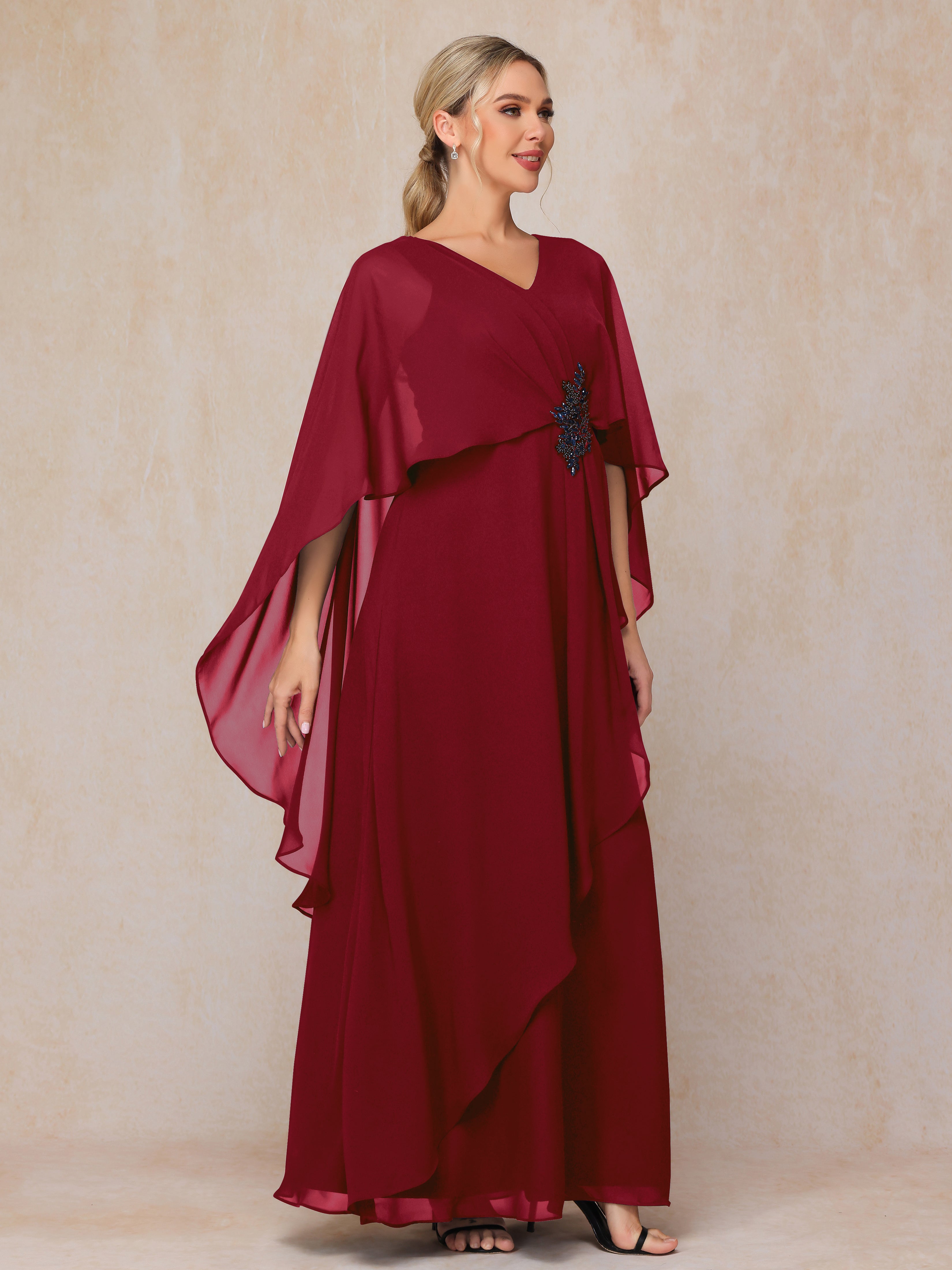 V Neck A Line Chiffon Mother Of The  Groom Dress