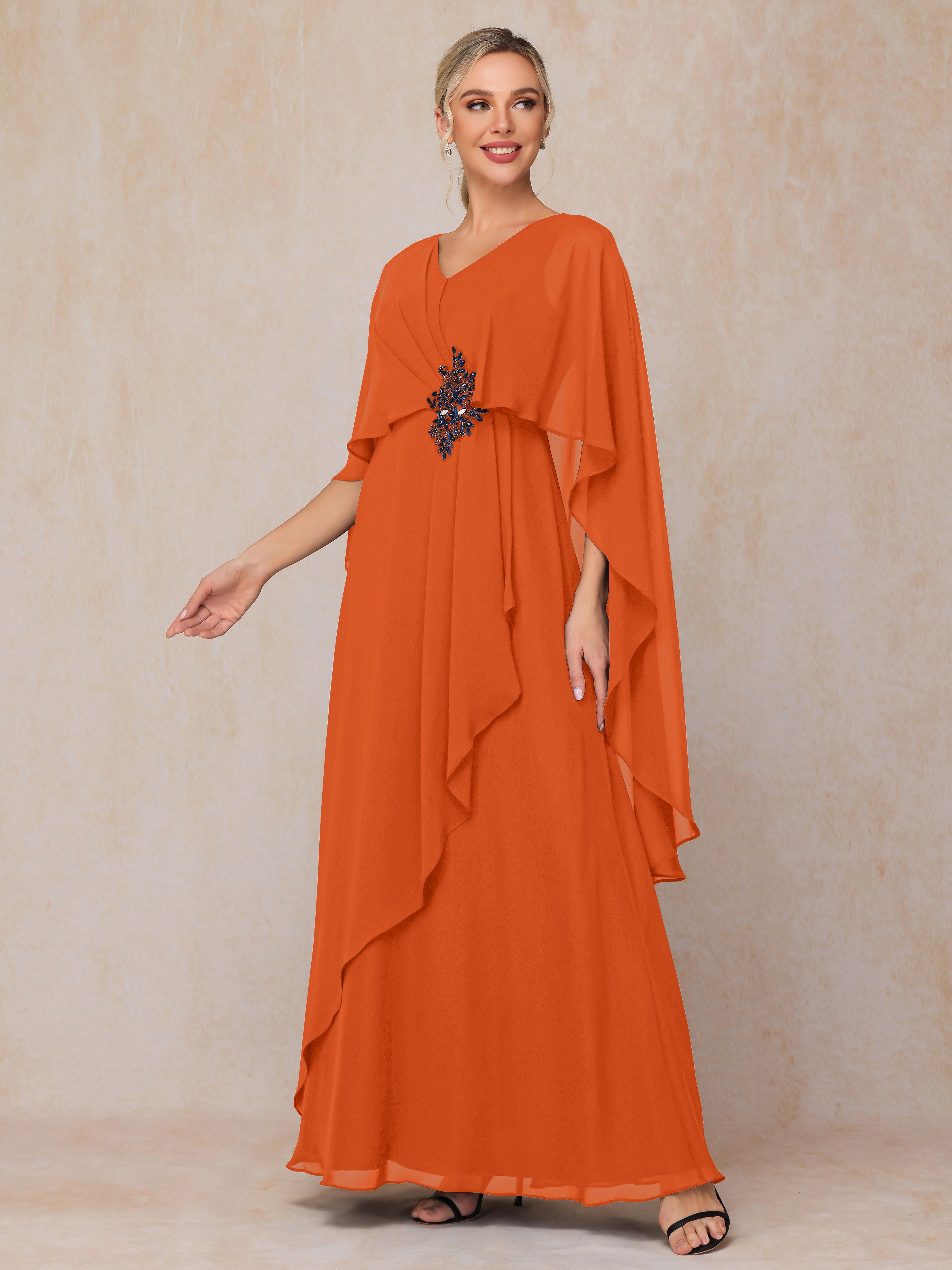 V Neck A Line Chiffon Mother Of The  Groom Dress