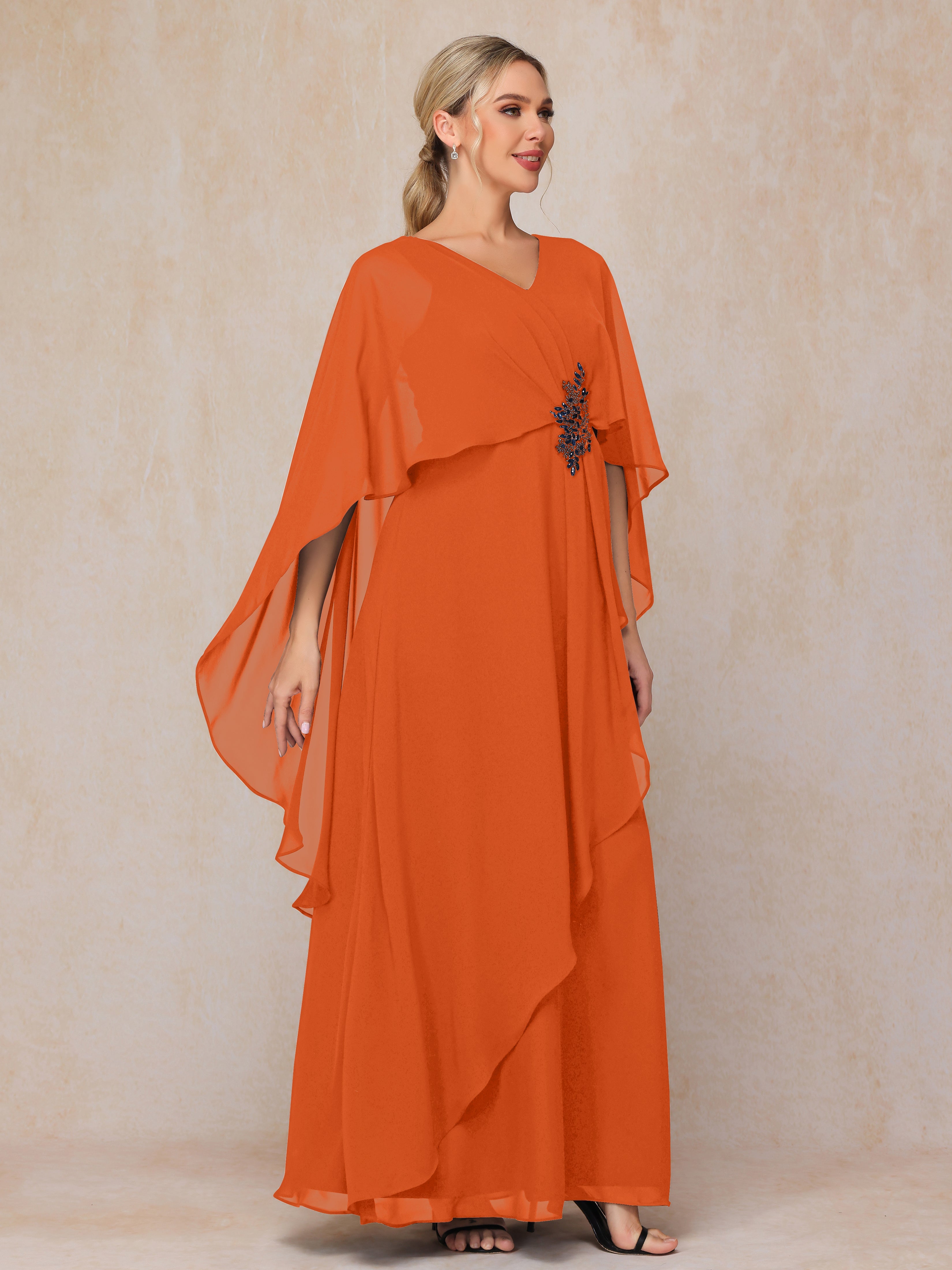 V Neck A Line Chiffon Mother Of The  Groom Dress