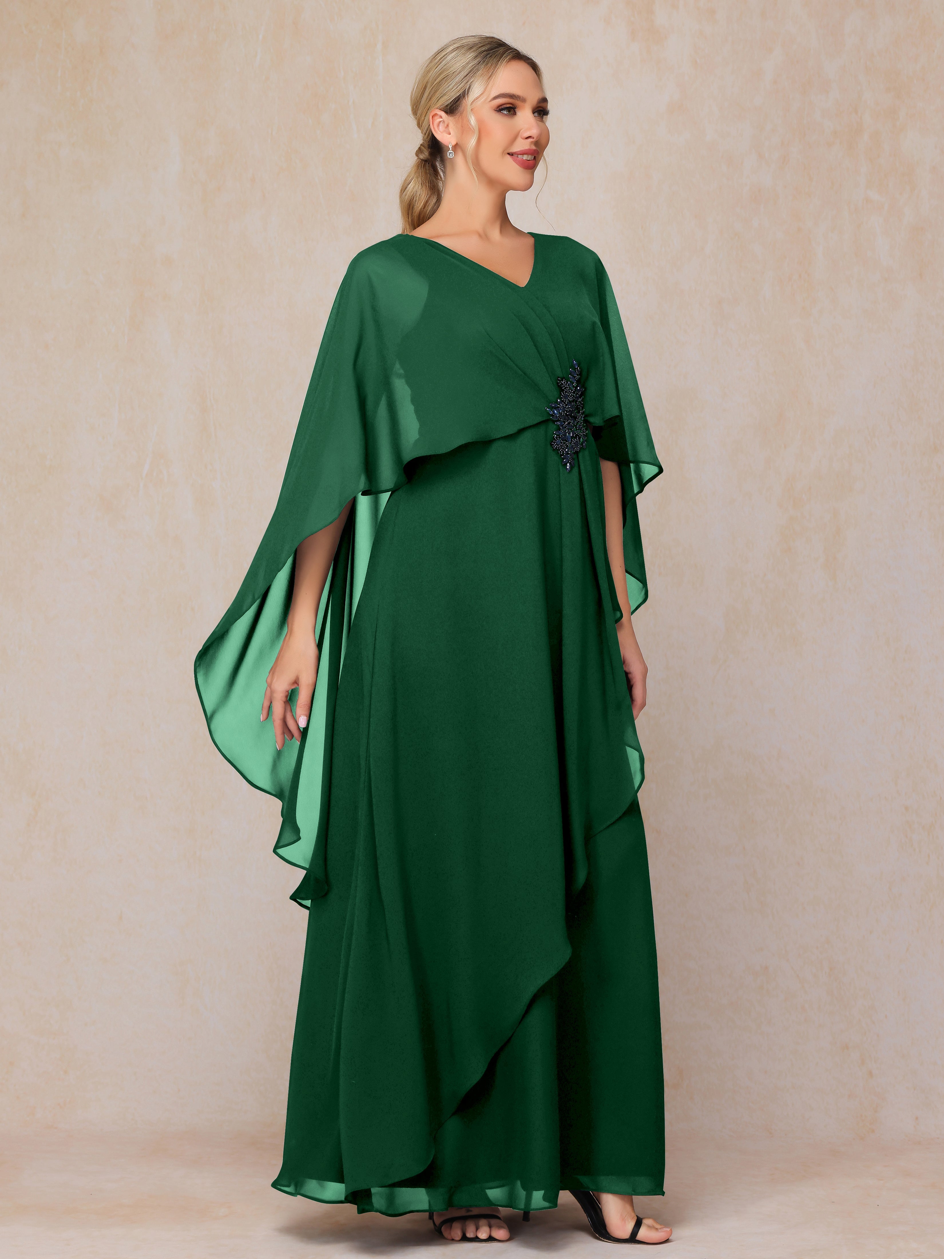 V Neck A Line Chiffon Mother Of The  Groom Dress