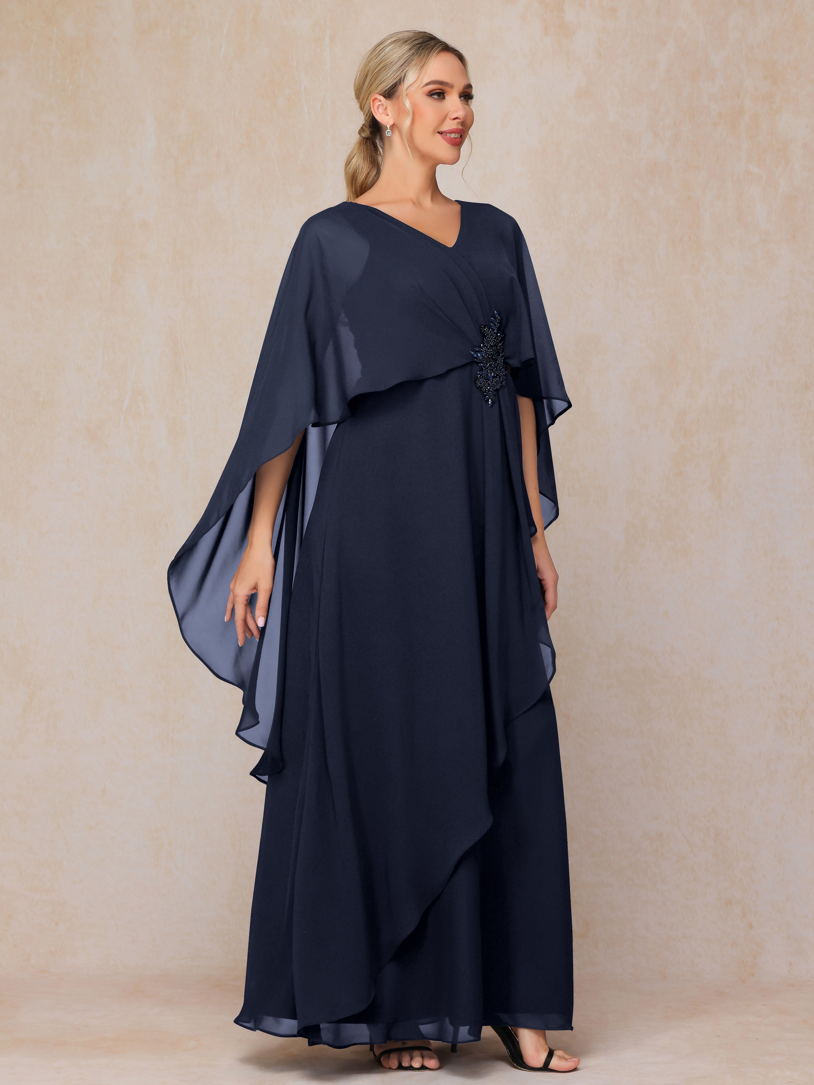 V Neck A Line Chiffon Mother Of The  Groom Dress