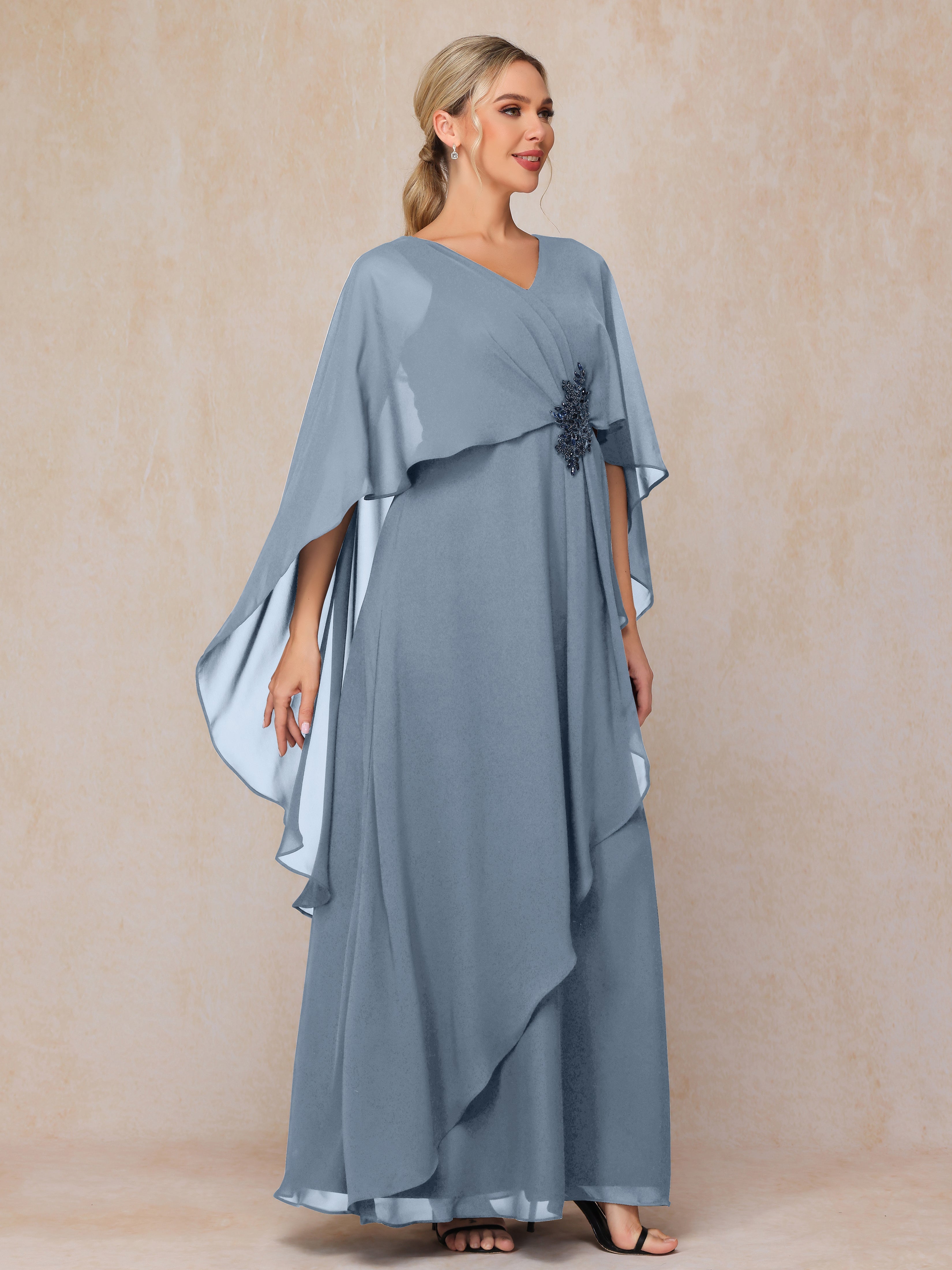 V Neck A Line Chiffon Mother Of The  Groom Dress