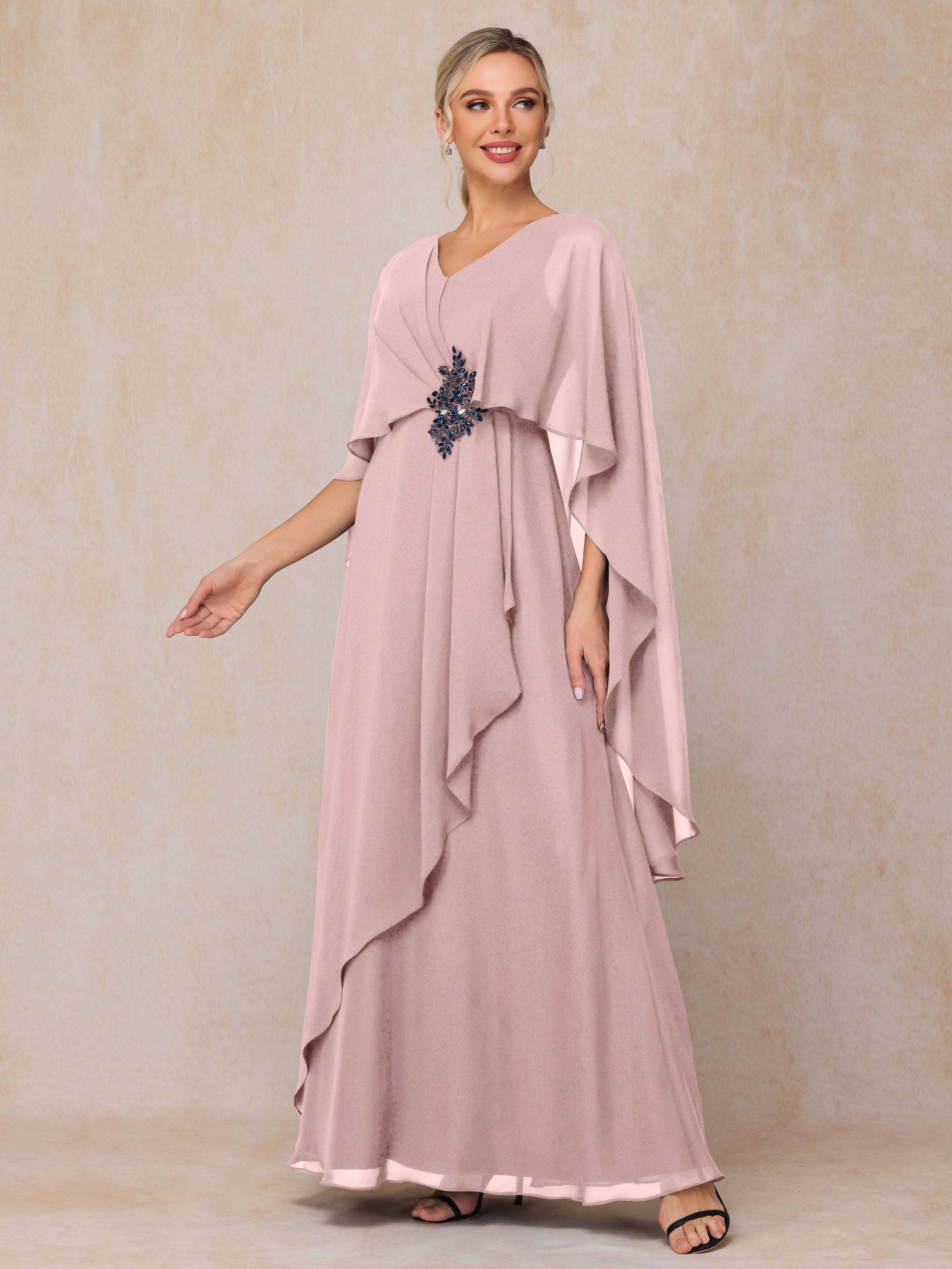 V Neck A Line Chiffon Mother Of The  Groom Dress