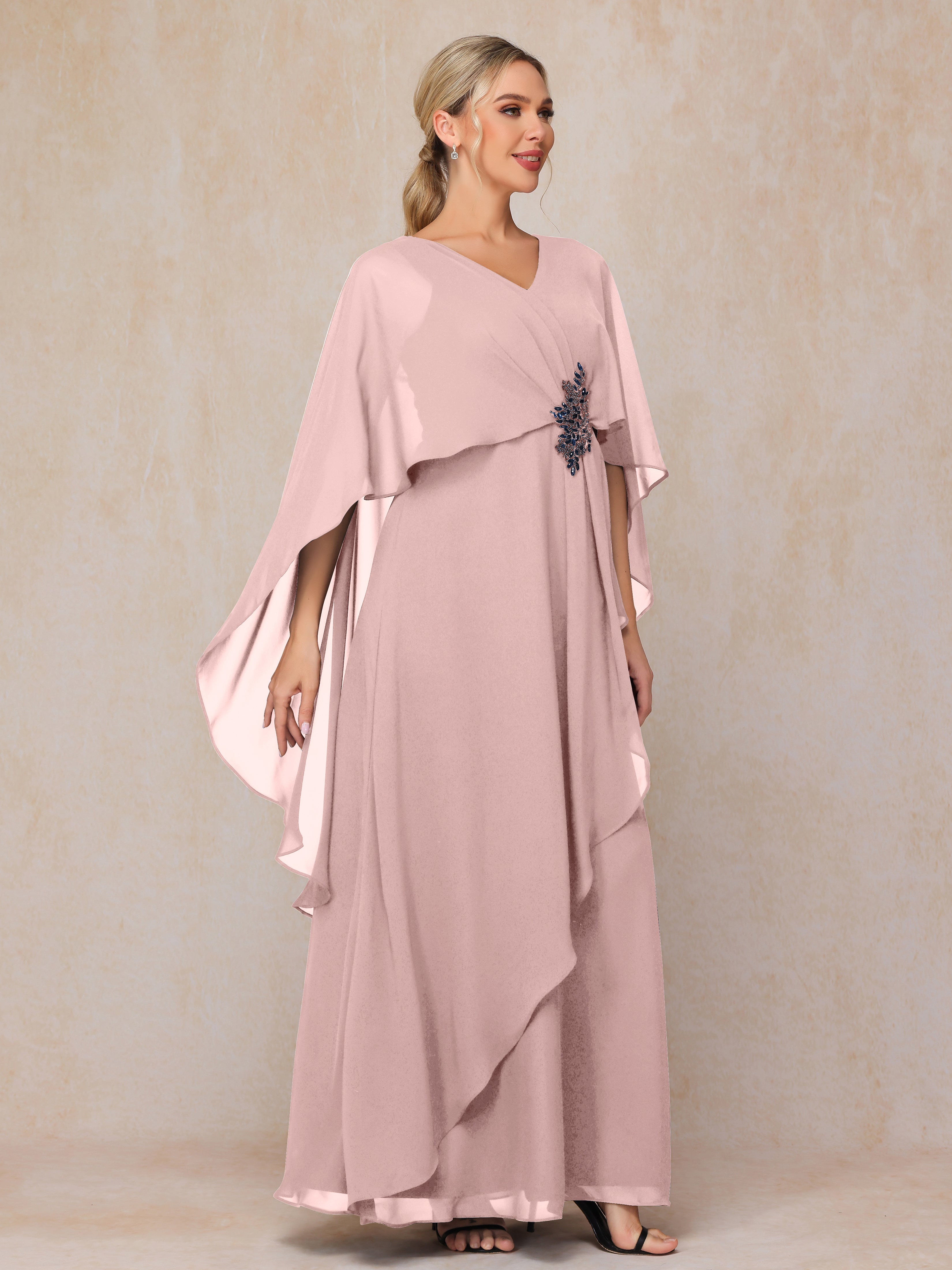 V Neck A Line Chiffon Mother Of The  Groom Dress