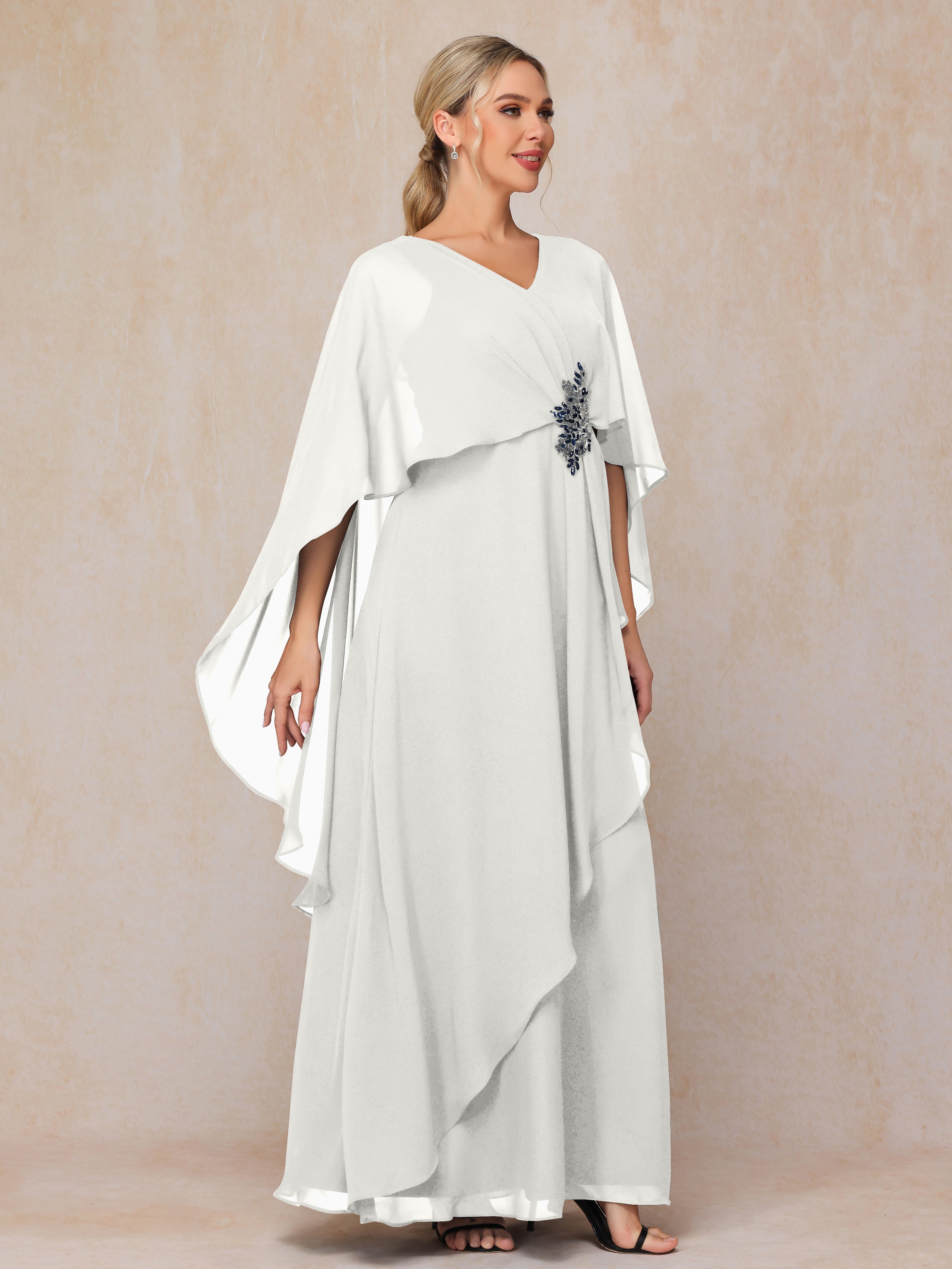 V Neck A Line Chiffon Mother Of The  Groom Dress