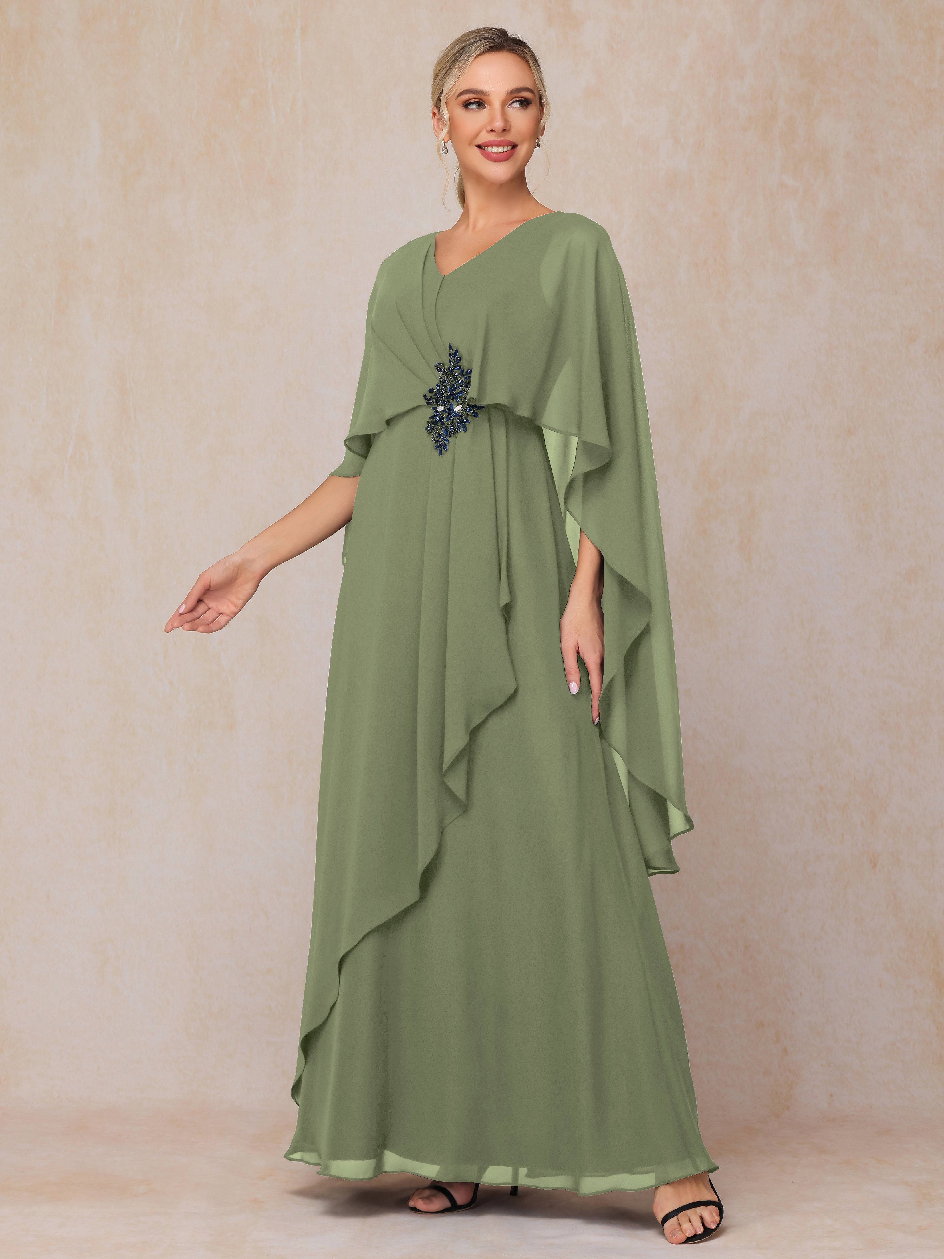 V Neck A Line Chiffon Mother Of The  Groom Dress