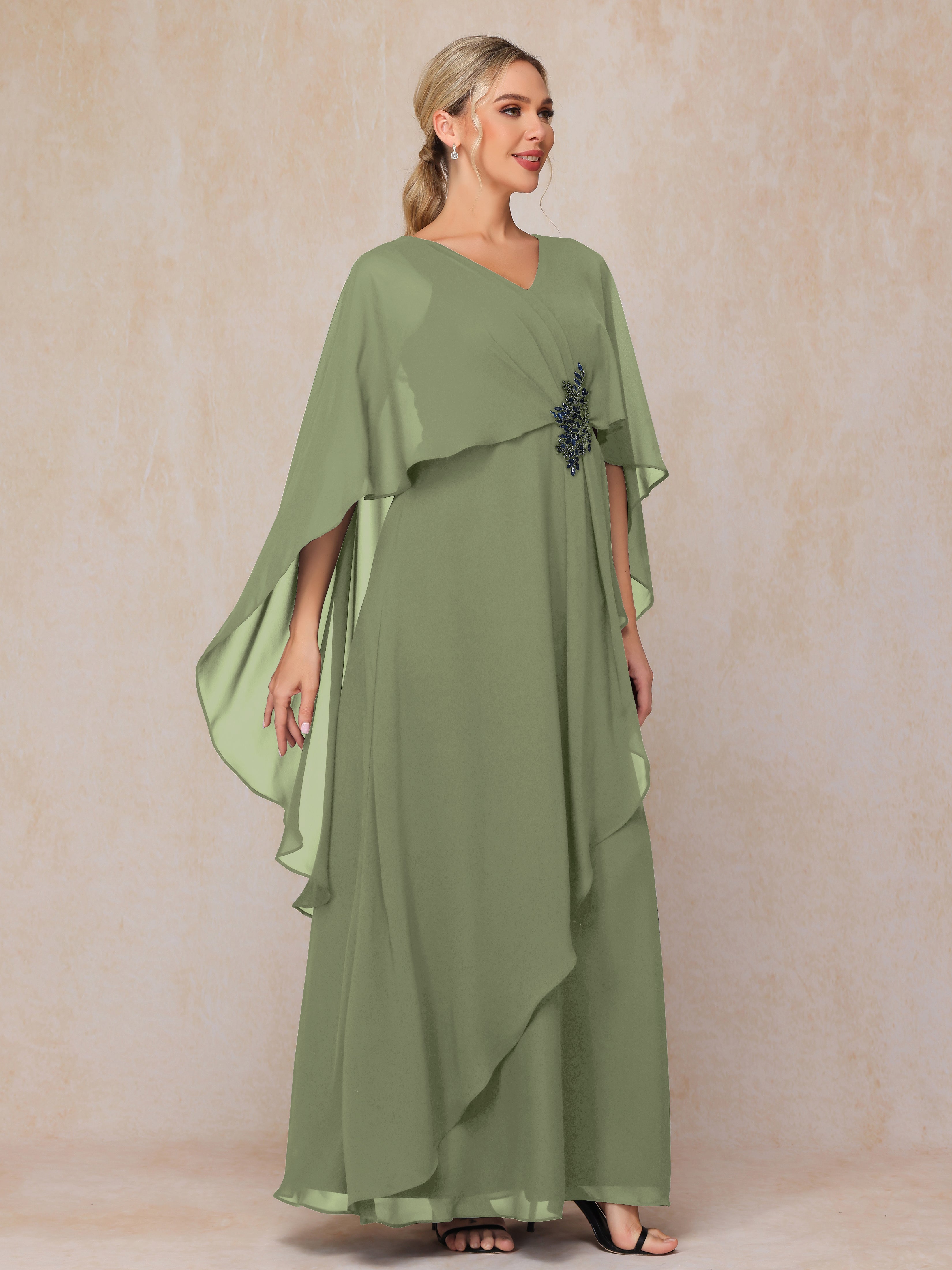 V Neck A Line Chiffon Mother Of The  Groom Dress