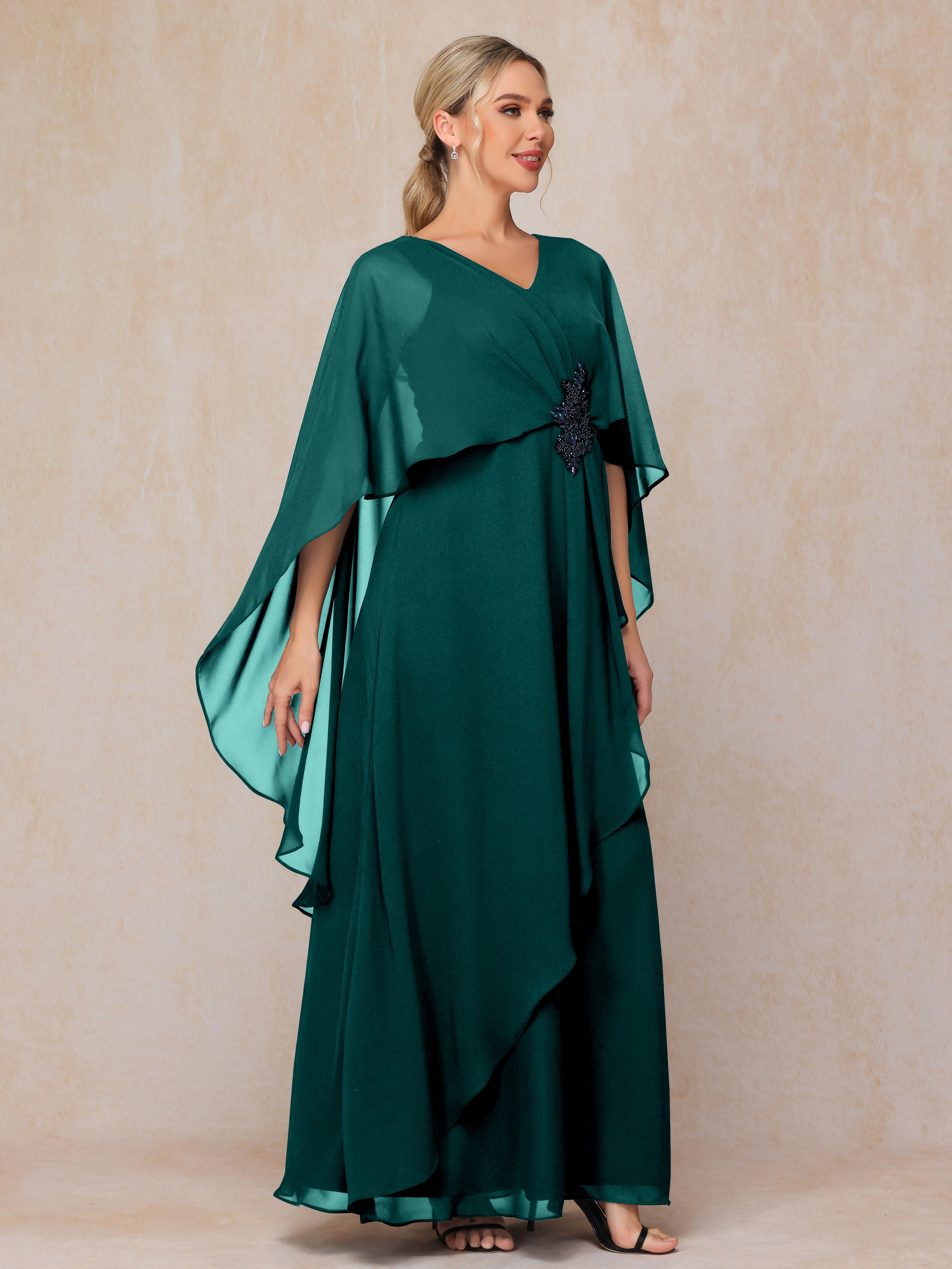 V Neck A Line Chiffon Mother Of The  Groom Dress