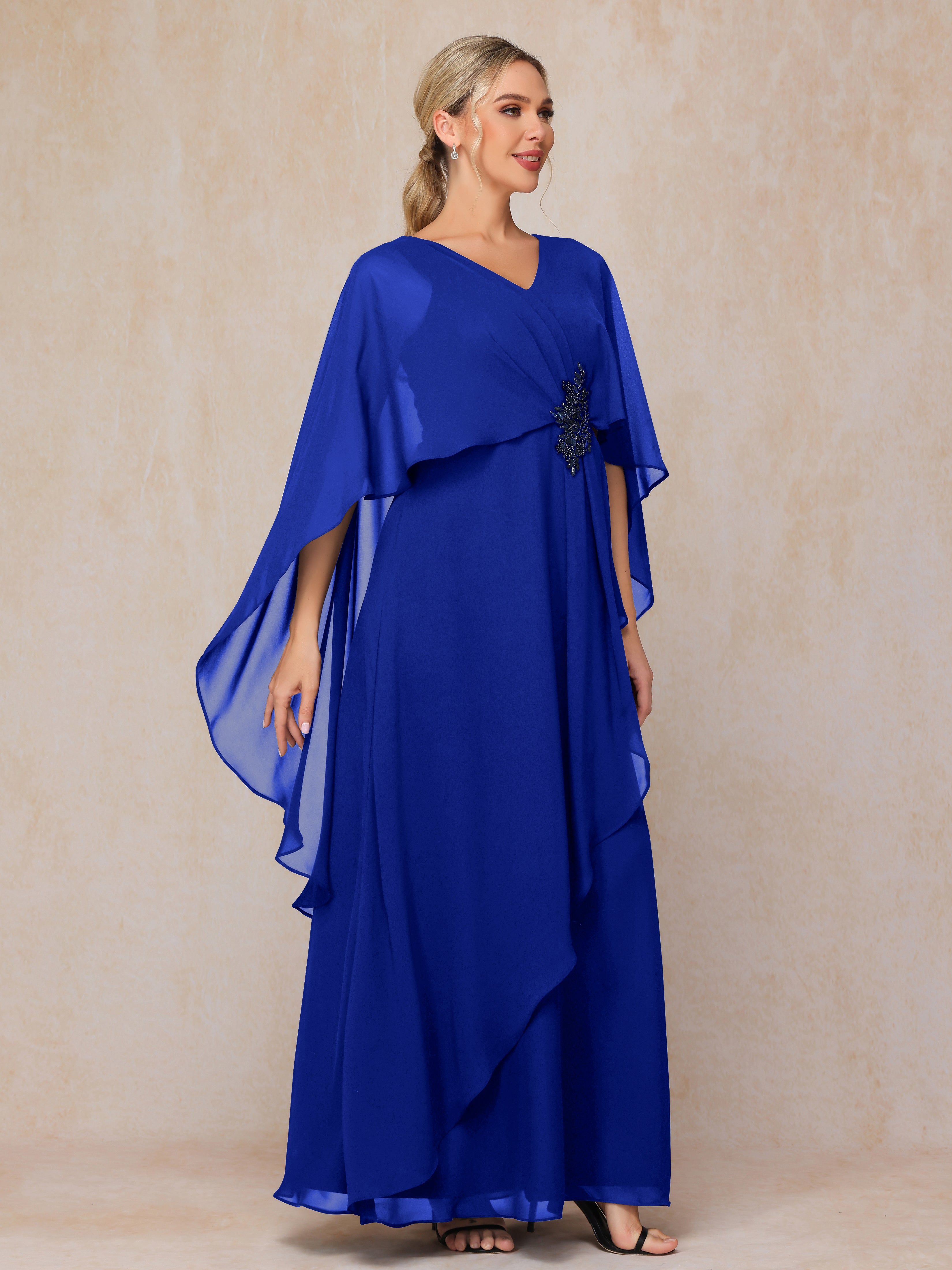 V Neck A Line Chiffon Mother Of The  Groom Dress