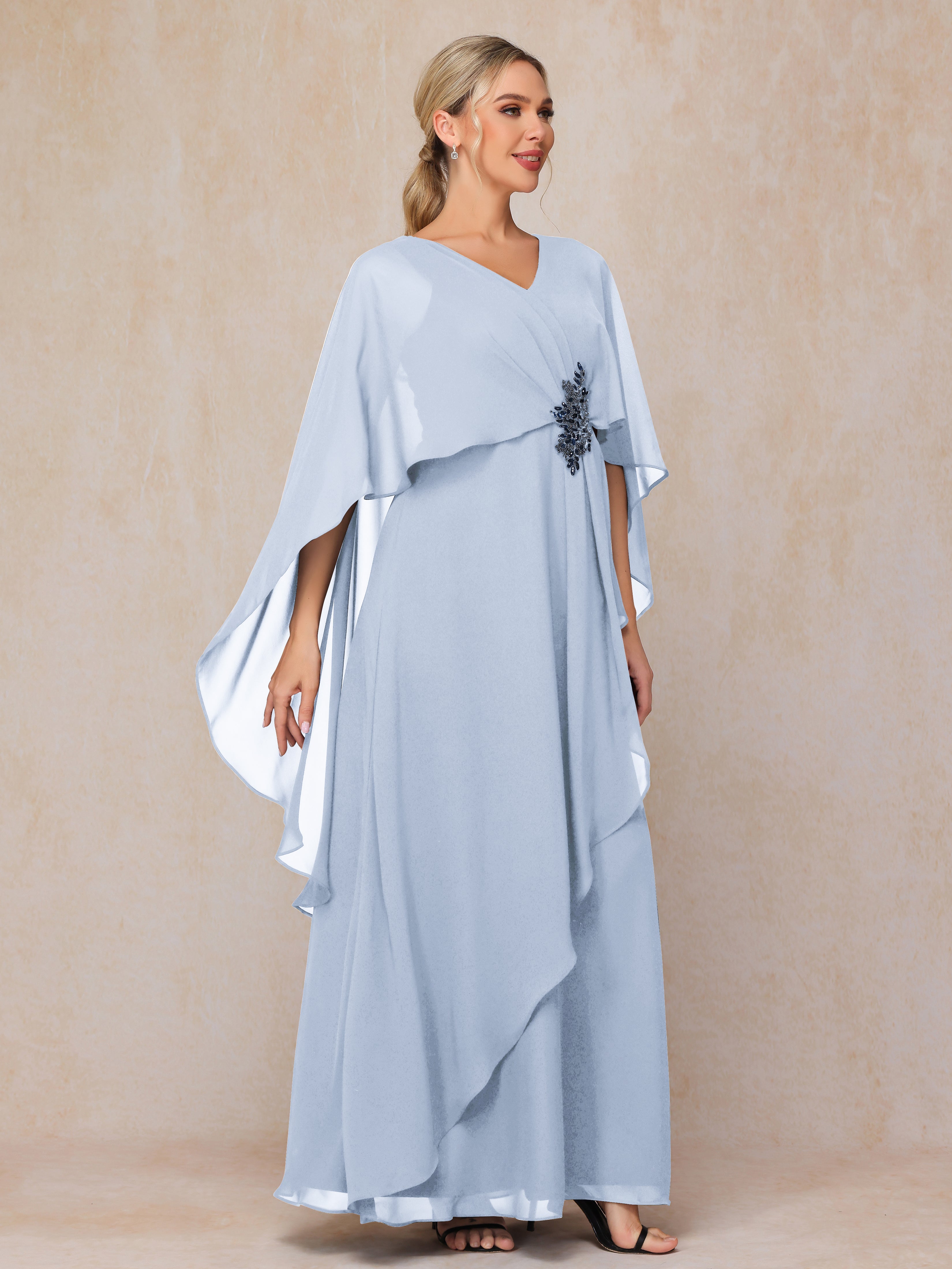 V Neck A Line Chiffon Mother Of The  Groom Dress