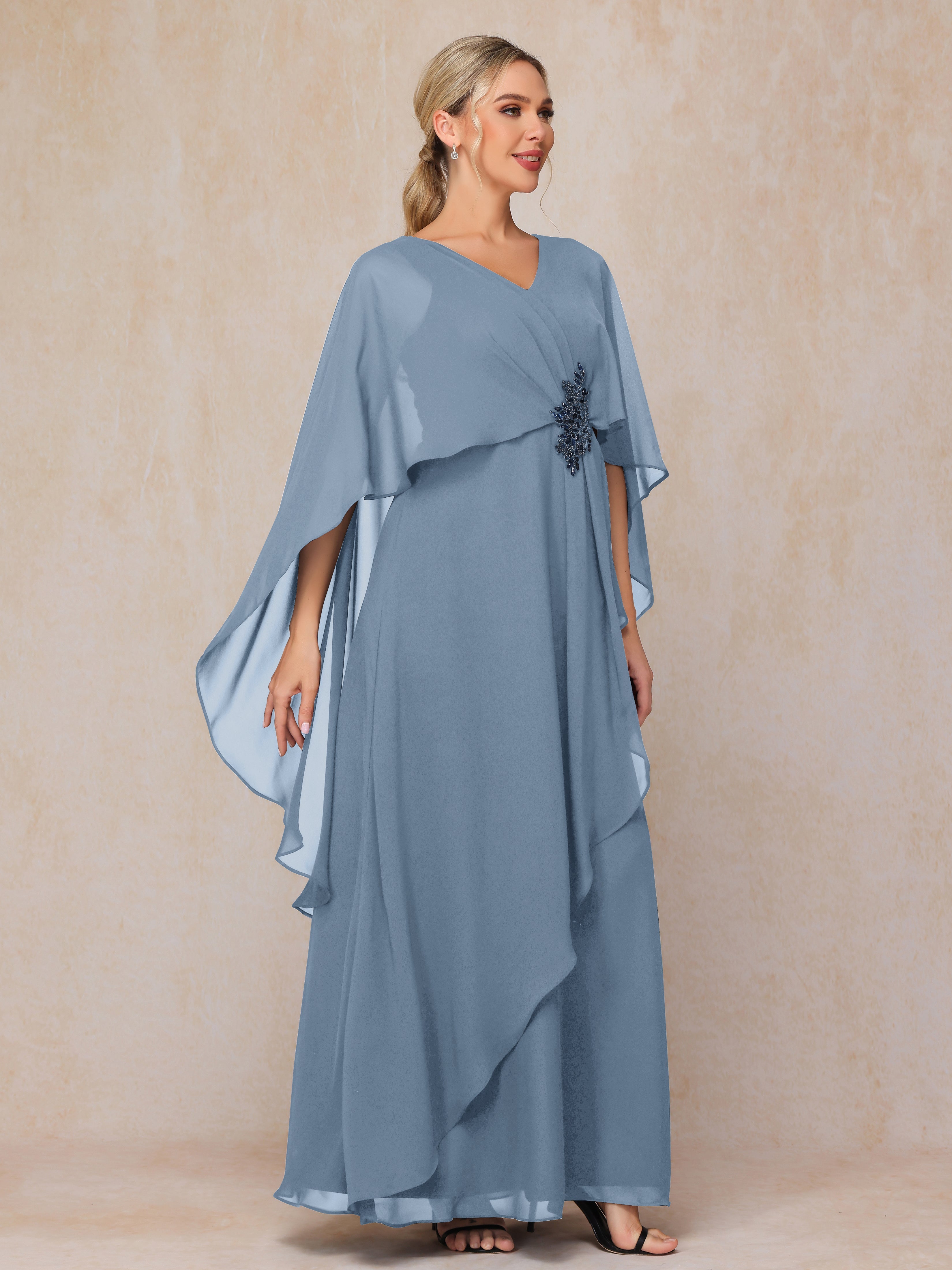 V Neck A Line Chiffon Mother Of The  Groom Dress