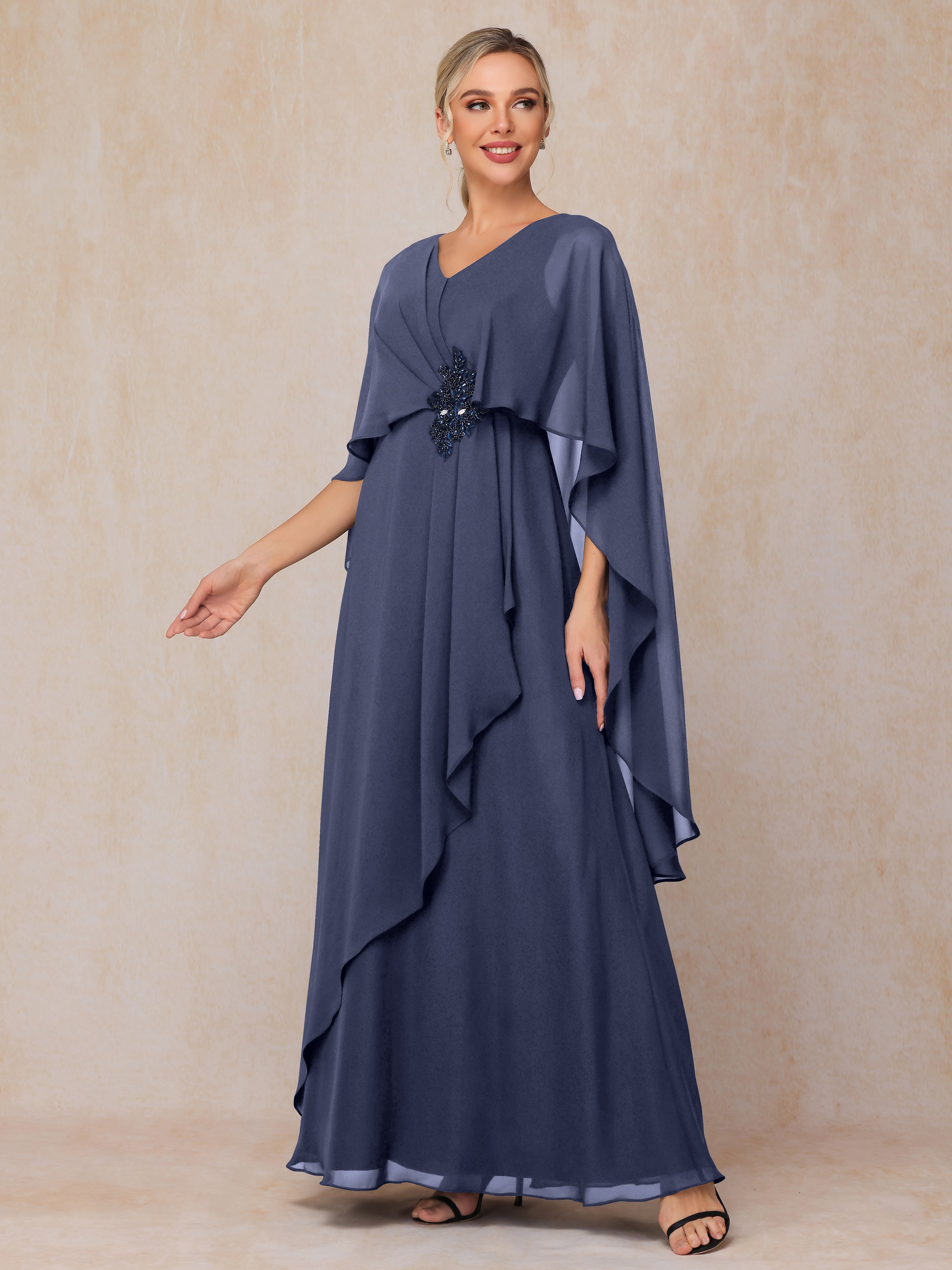 V Neck A Line Chiffon Mother Of The  Groom Dress