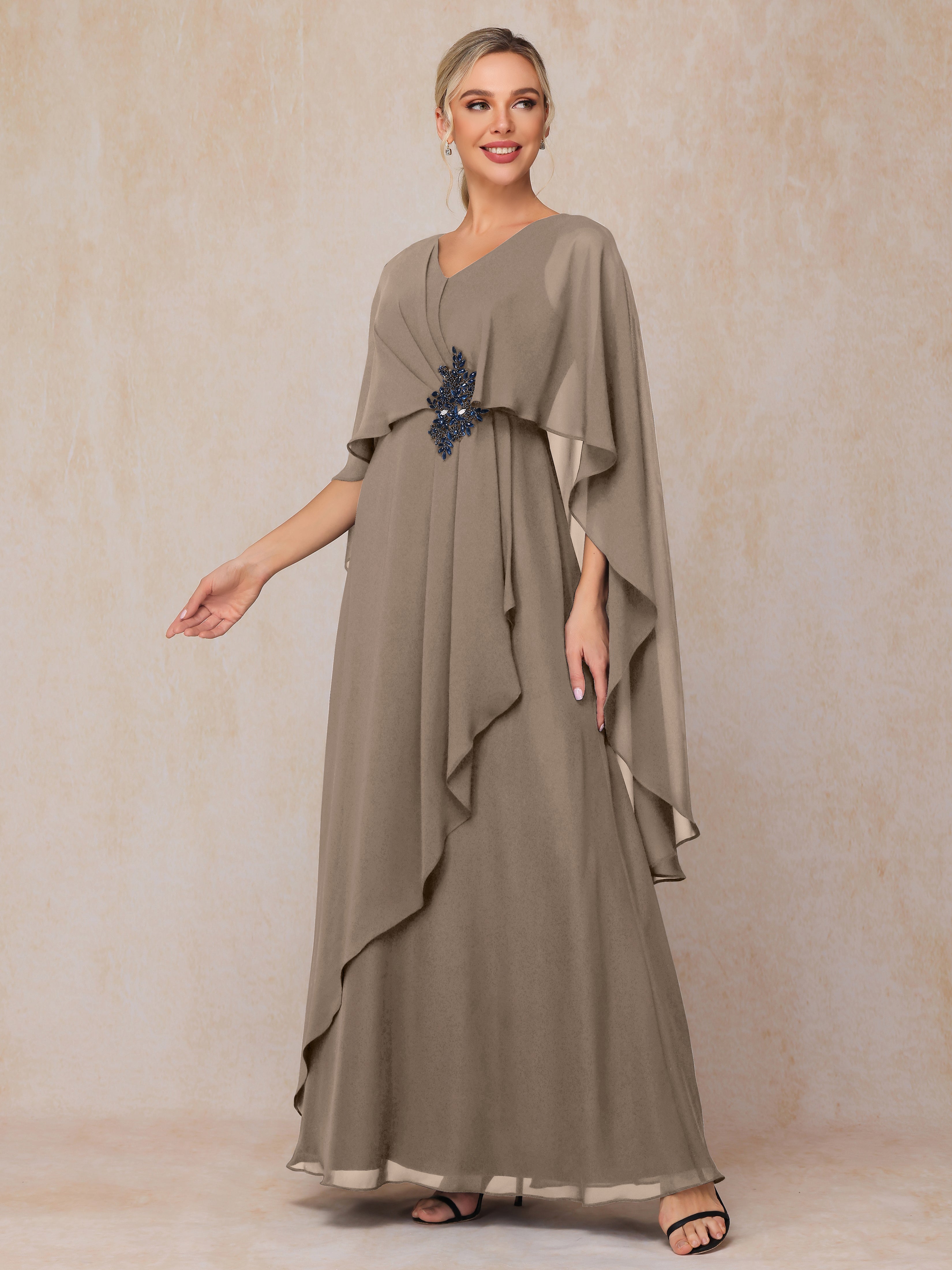 V Neck A Line Chiffon Mother Of The  Groom Dress